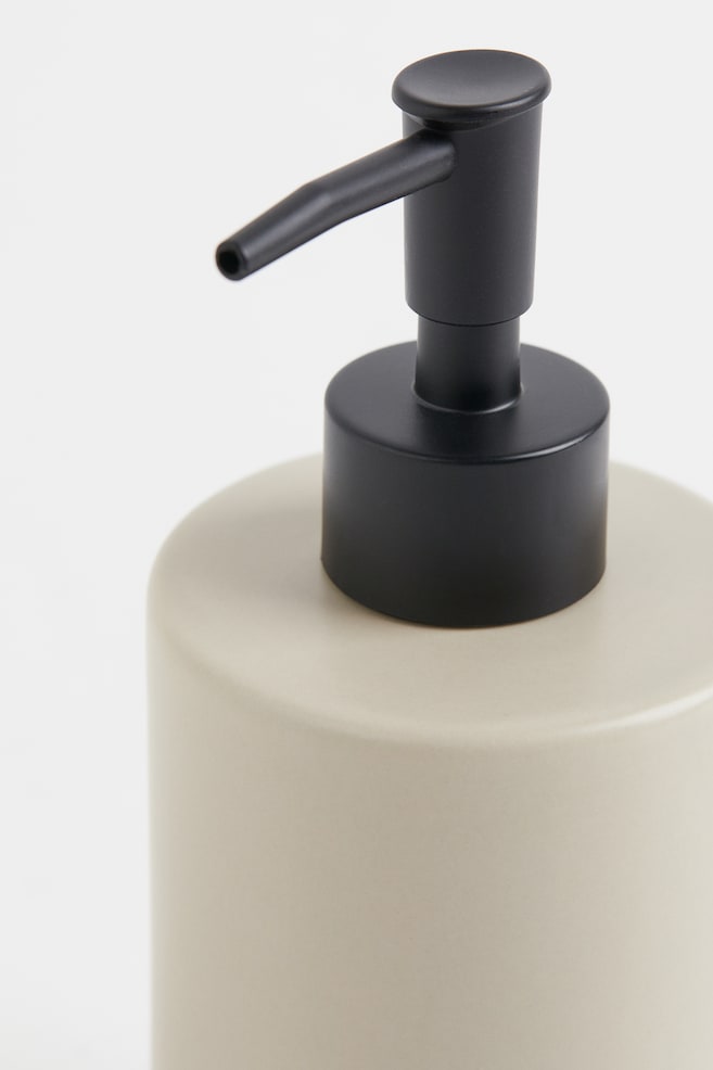 Distributeur de savon en faïence - Beige clair/Noir/Vert sauge/Marron - 3