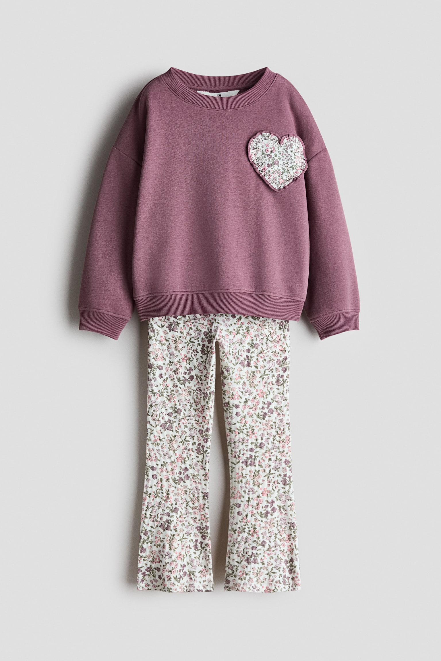 2-Piece Appliquéd Set - Heather purple/floral/Light beige/leopard print/Dusty pink/floral