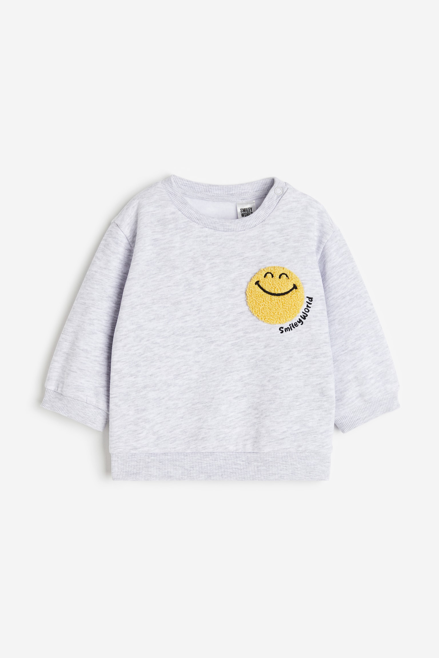 Motif-detail sweatshirt - Light grey marl/SmileyWorld® - 1