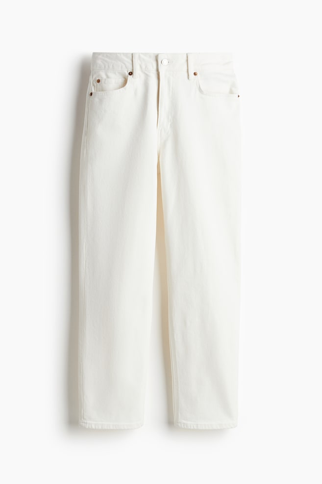 High Rise Slim Straight Ankle Jeans - White/Light denim blue - 1