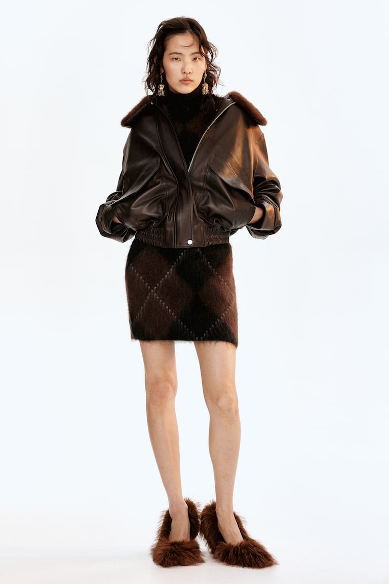 Skirt Set Tan Leather Skirt H&m Mohair-Blend Mini Skirt Brown