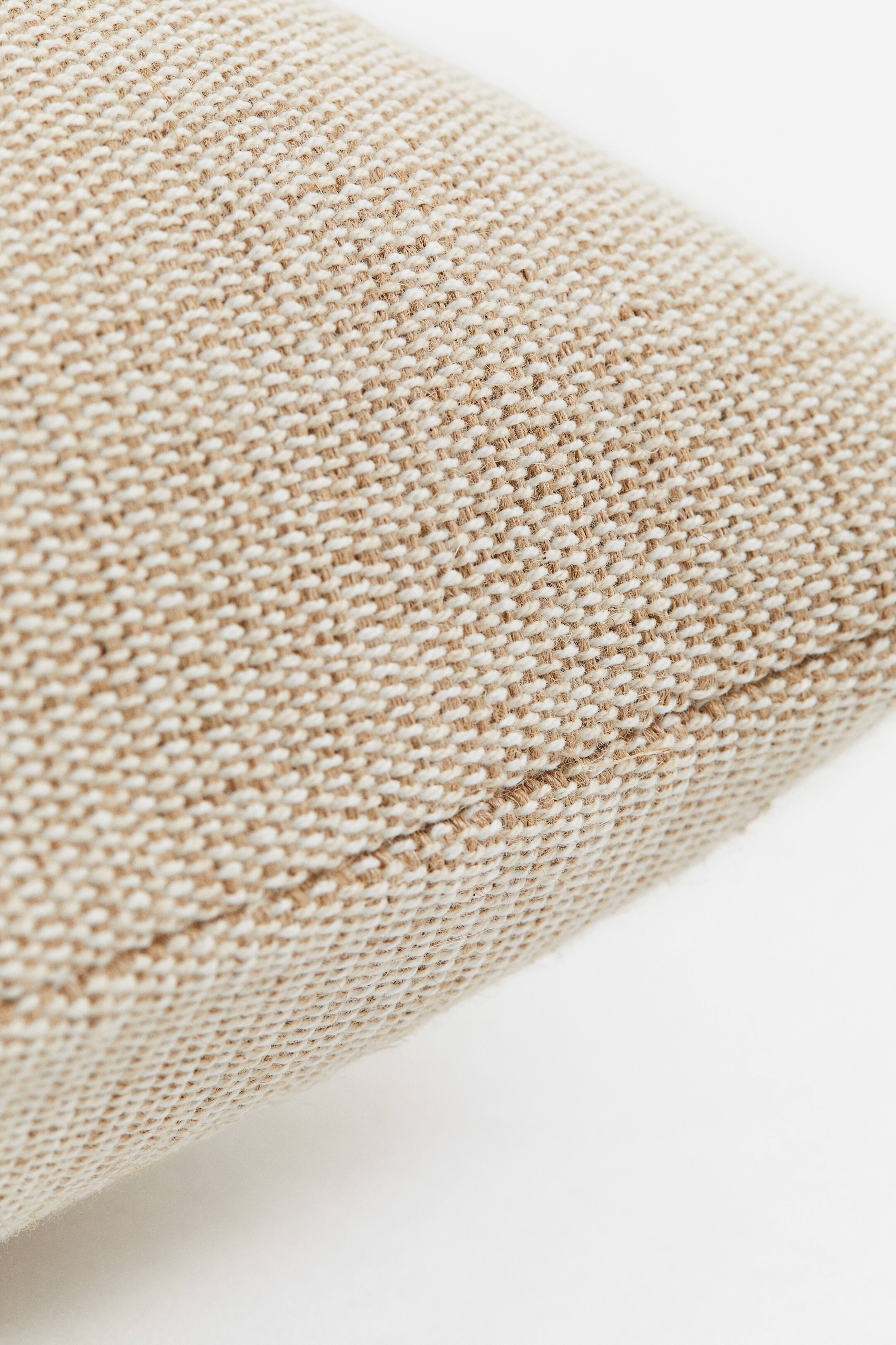 Cuscino Rotondo Etnico Vintage 55 Cm | Fodera In Cotone Con Ricami Patchwork Khambadiya | Beige