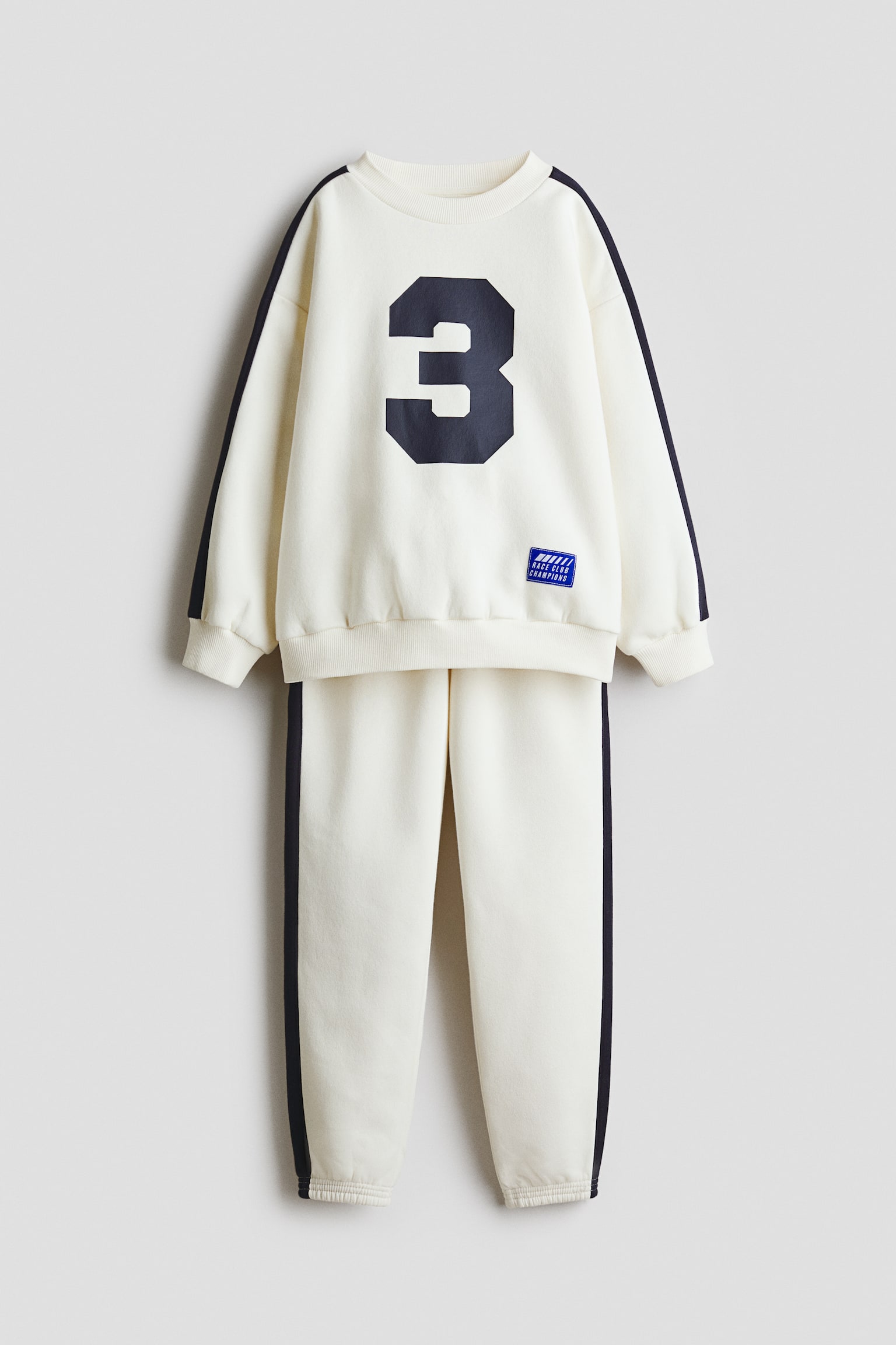 2-delt sweatshirtsæt med tryk - Creme - 1