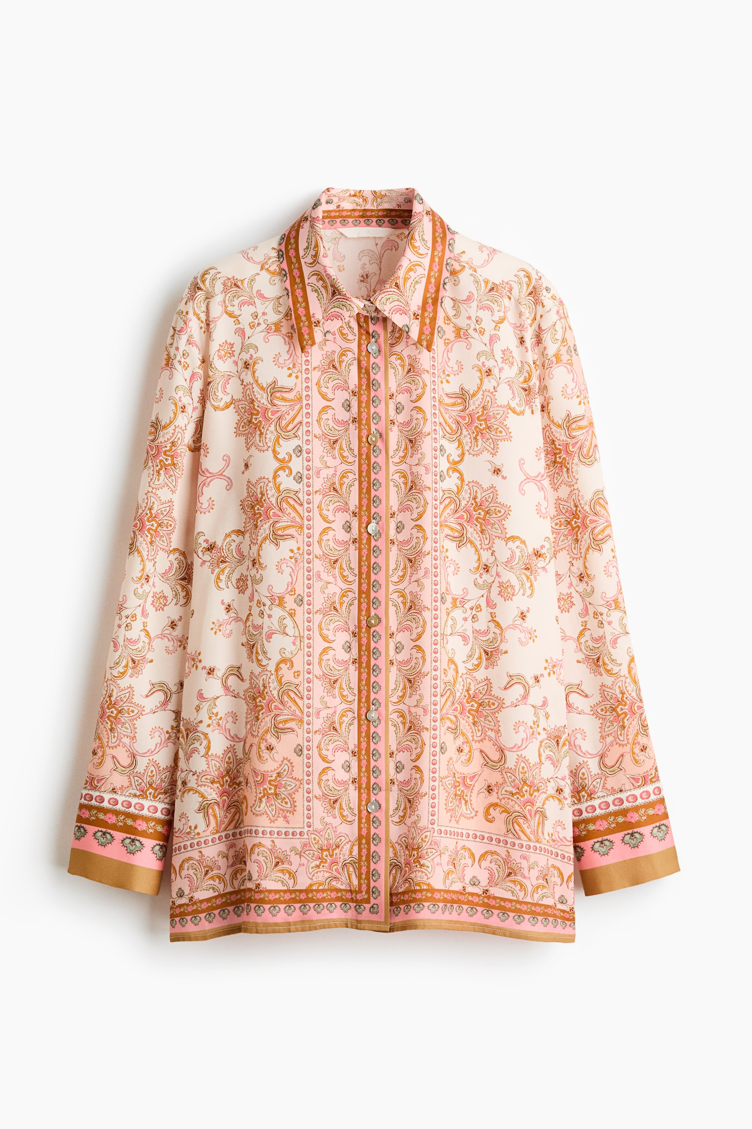 Printed Lyocell Shirt - Light beige/paisley - 1