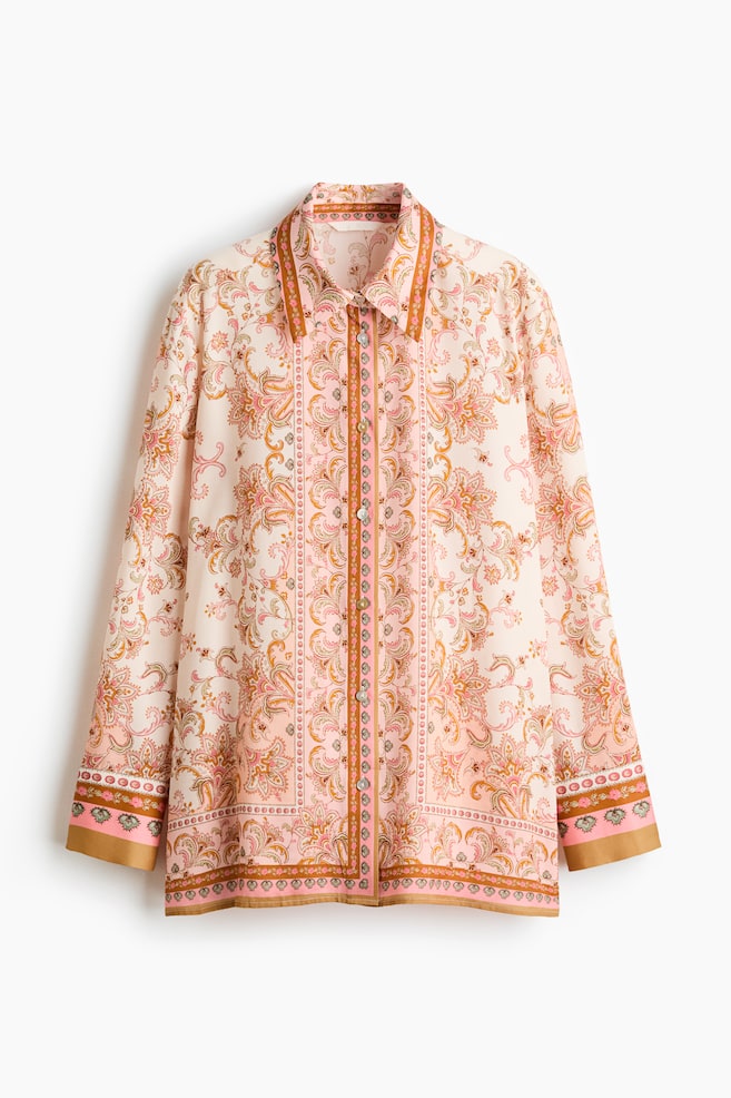 Printed lyocell shirt - Light beige/Paisley pattern - 1