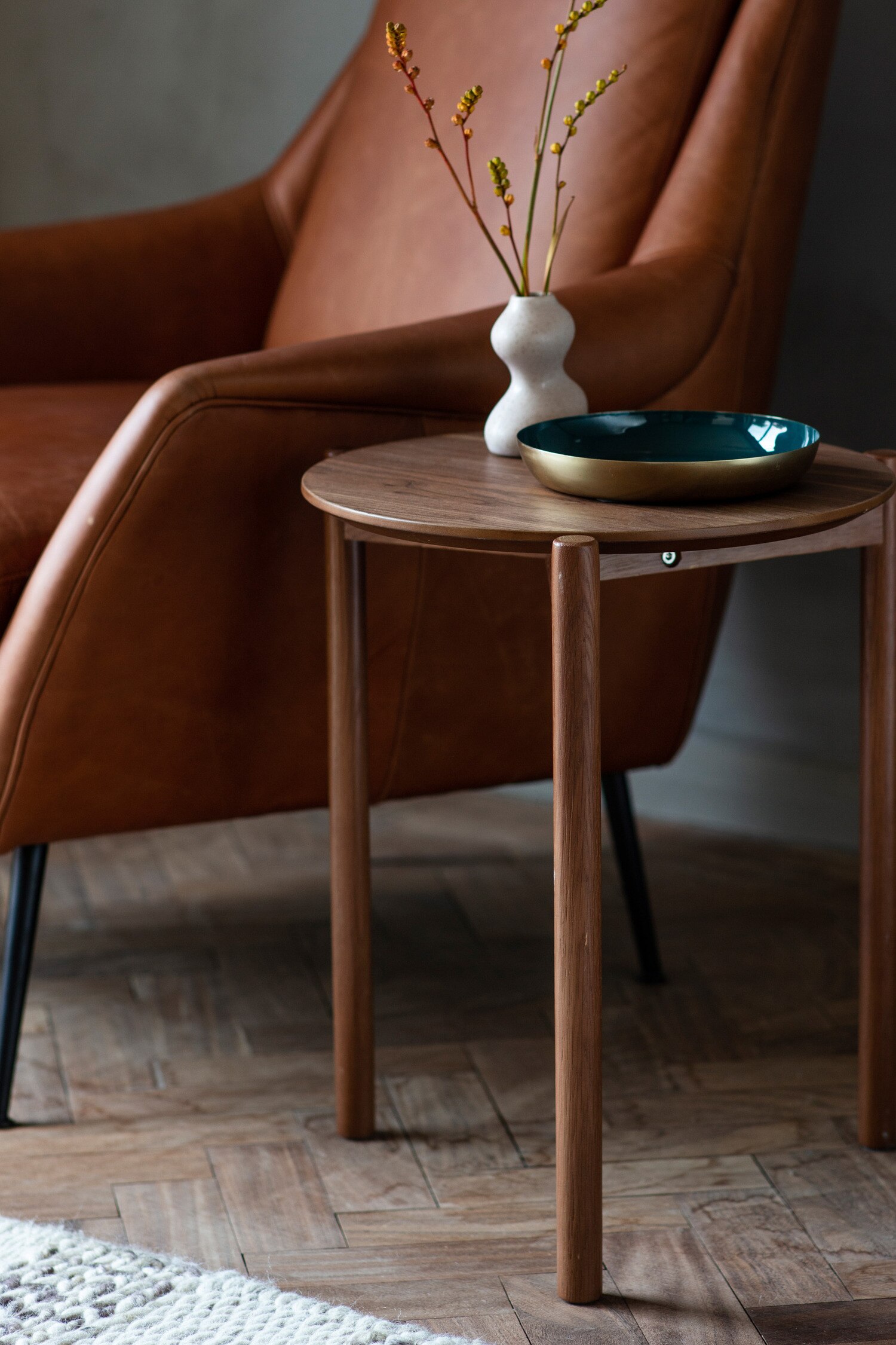 Wood Veneer Side Table - Dark Wood/Natural/Black