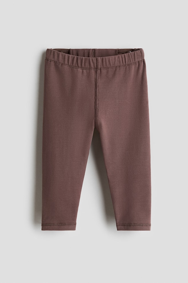 Pima Cotton Leggings - Brown/Light dusty pink/Light blue/Light beige - 1