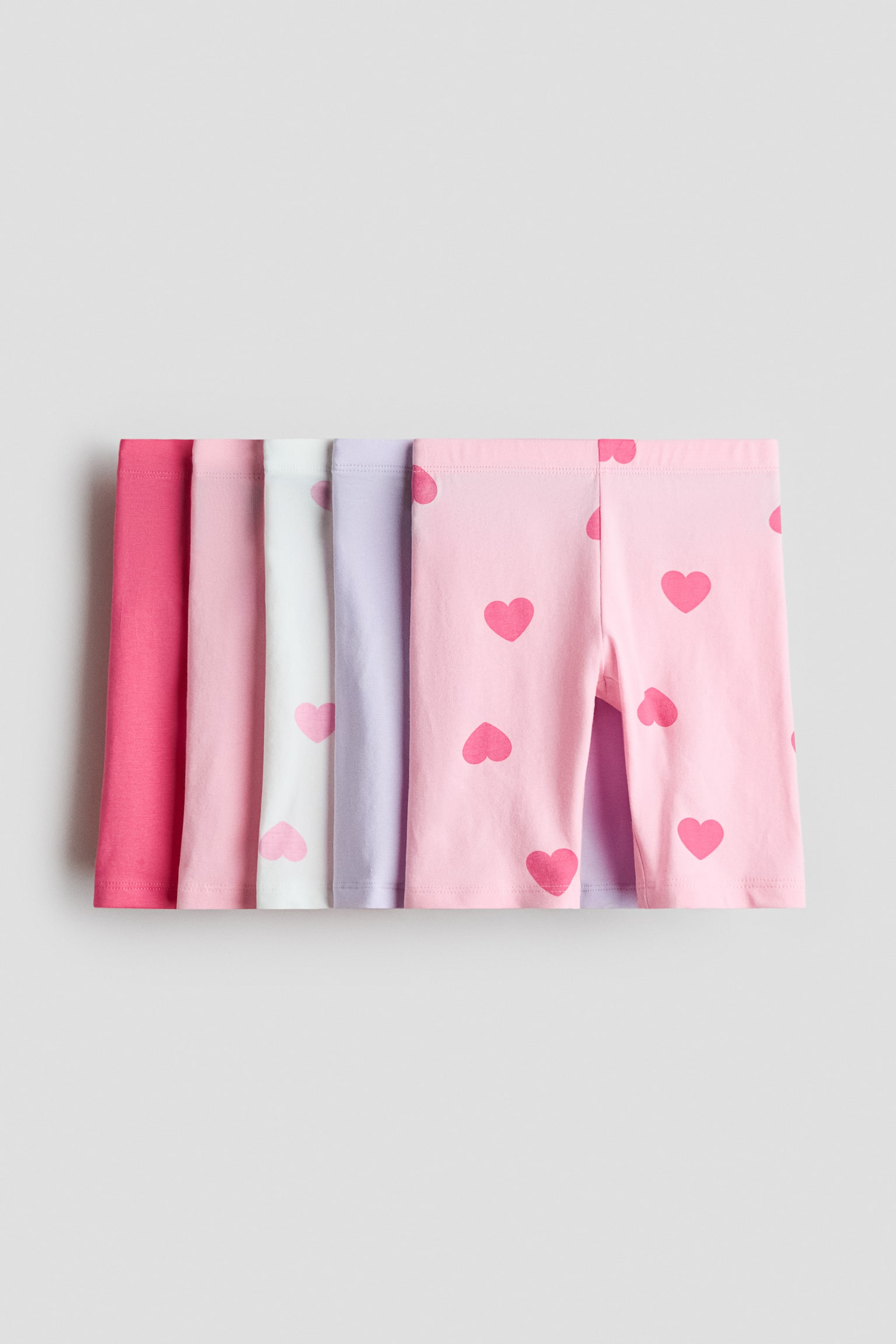 5-pack cotton cycling shorts - Light pink/Hearts/Pink/Yellow/Purple/Light beige/Leopard print/Pink/White/Beige/Light purple/Light dusty blue/Black/Light pink/Hearts - 1