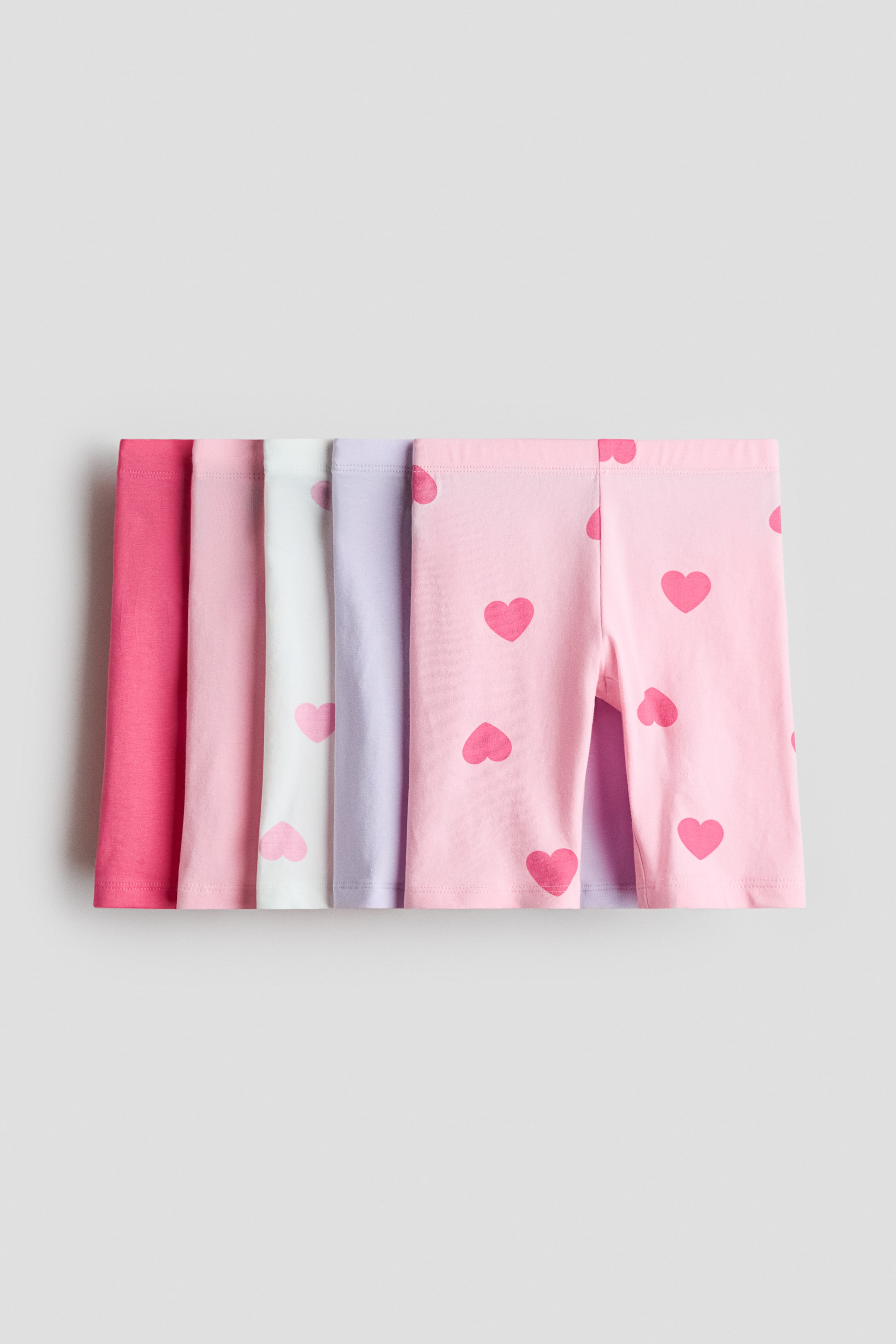 Se større billede: 5-pak cykelshorts i bomuld - Lys rosa/Hjerter - BØRN | H&M DK 1