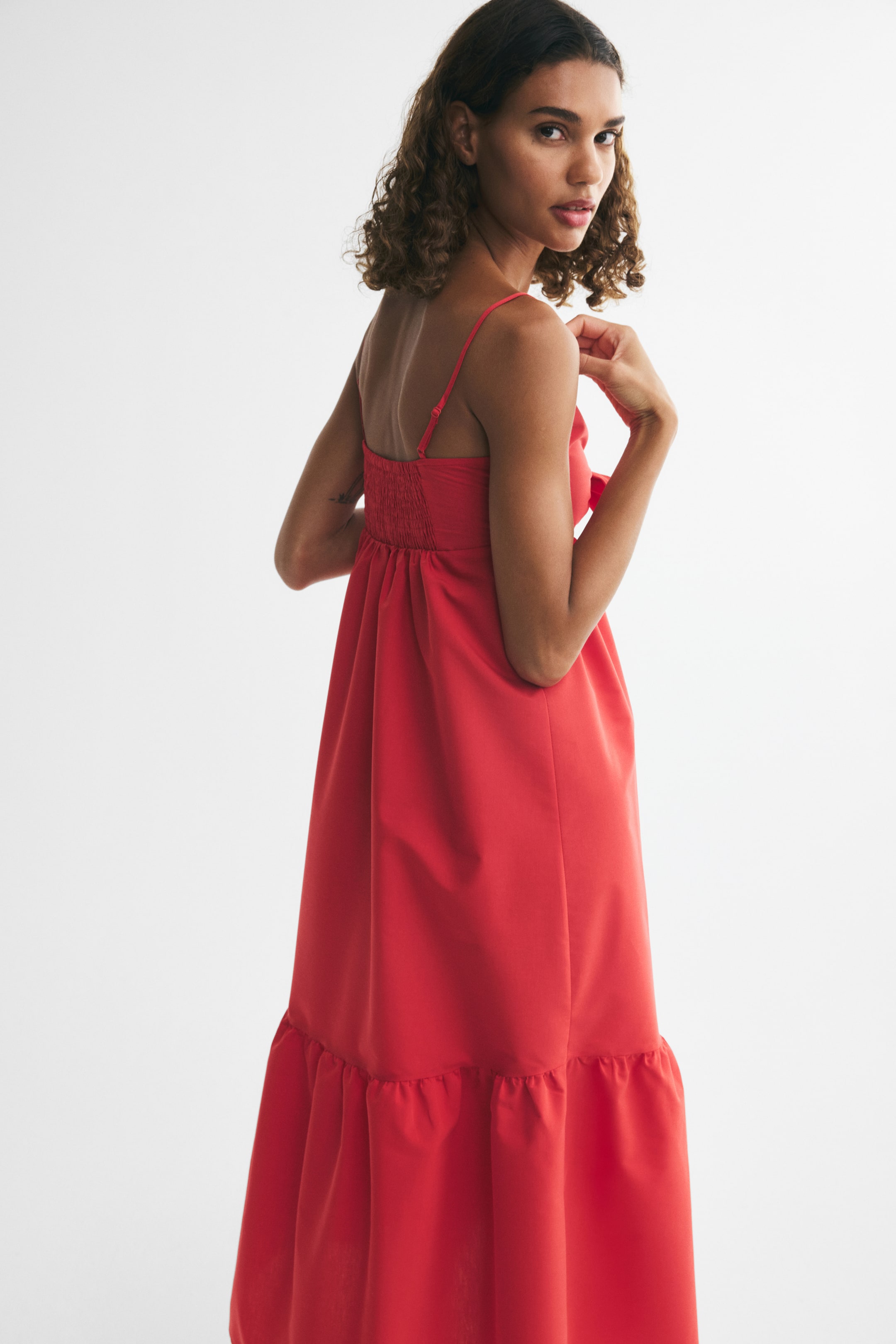 Tie-Detail Tiered Dress