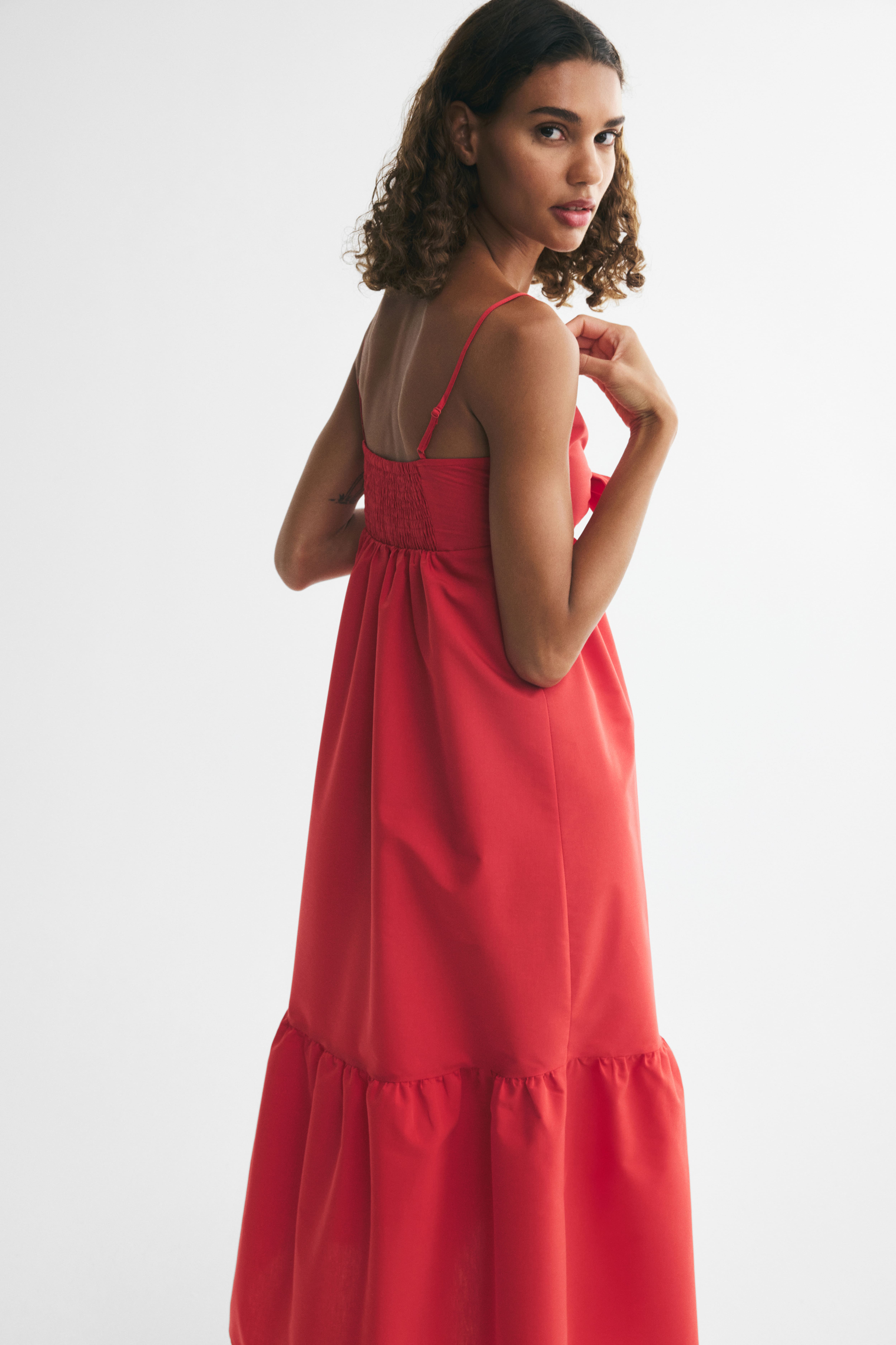 Tie-Detail Tiered Dress