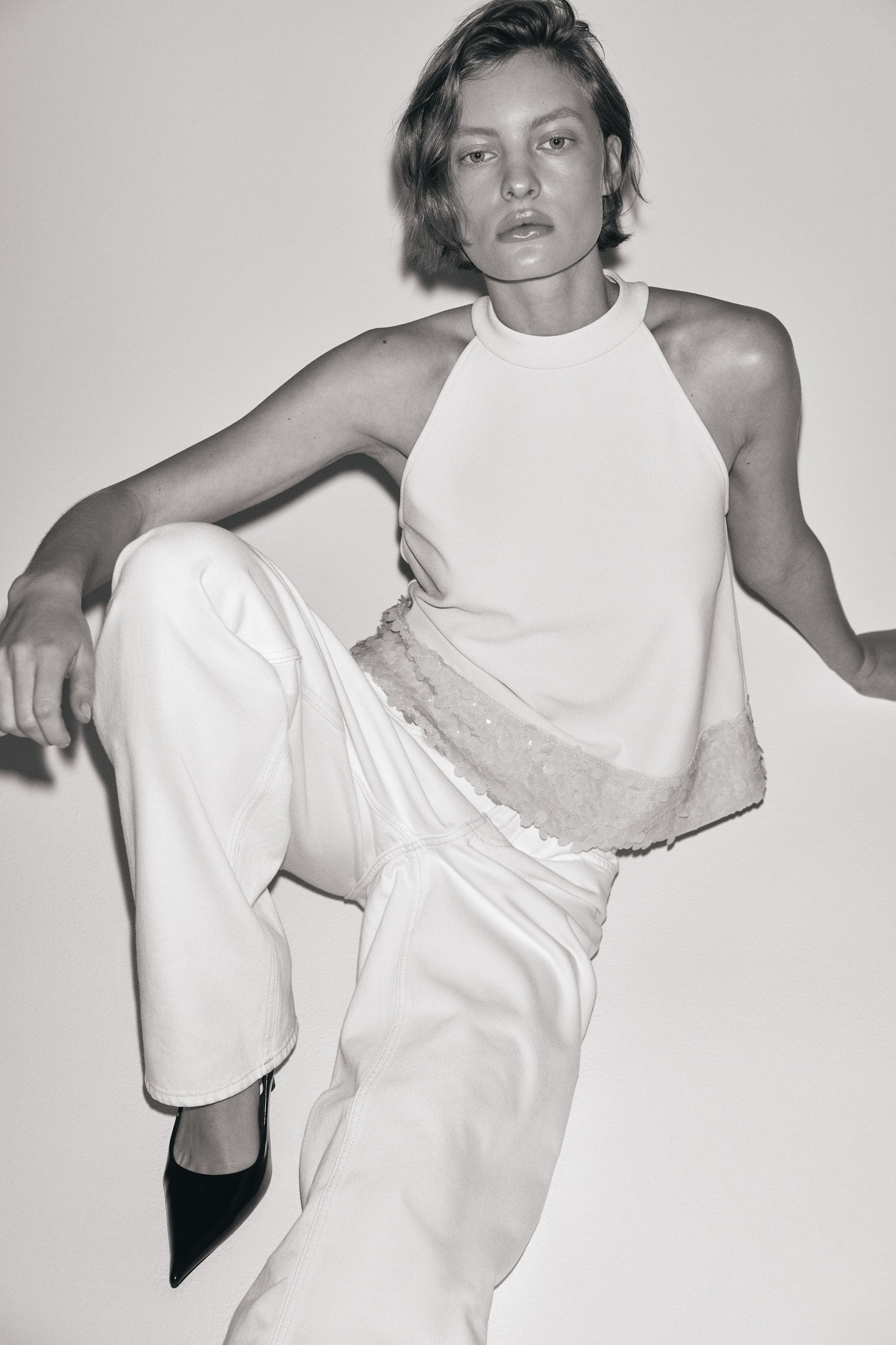 Ampliar la imagen: Top de lentejuelas - Beige claro - Ladies | H&M MX 4