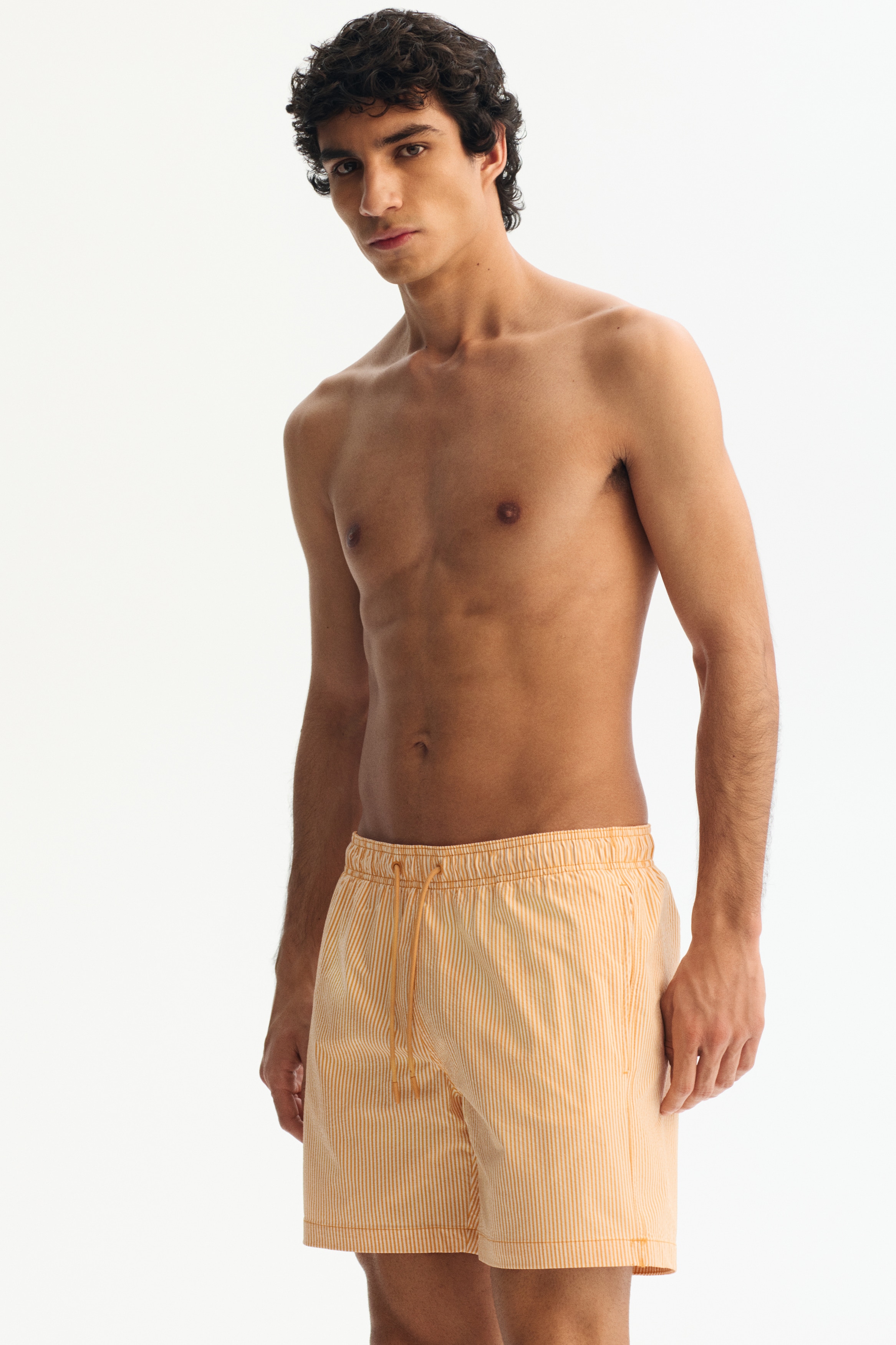 Seersucker Swim Shorts - Orange/striped/Blue/striped