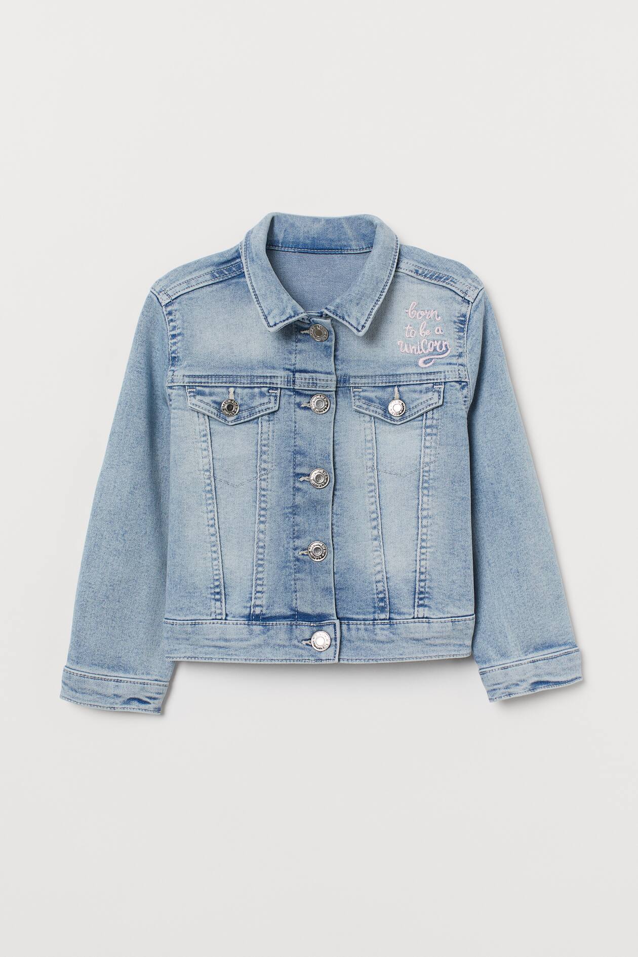 Appliquéd denim jacket Long sleeve Light denim blue/Unicorn Kids