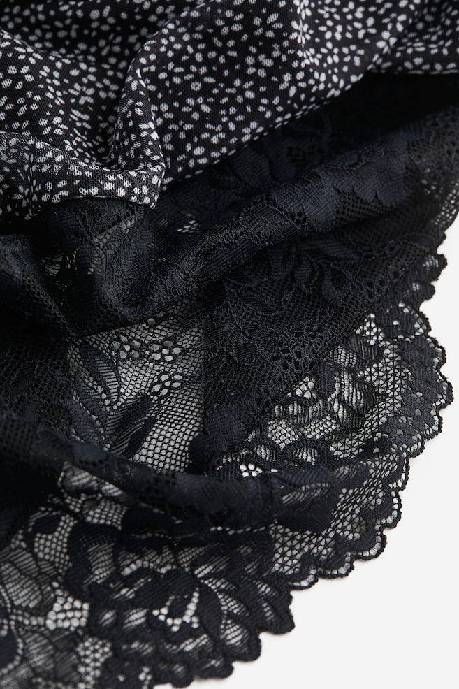 Robe en mesh avec dentelle - Noir/fleuri/Noir - 3