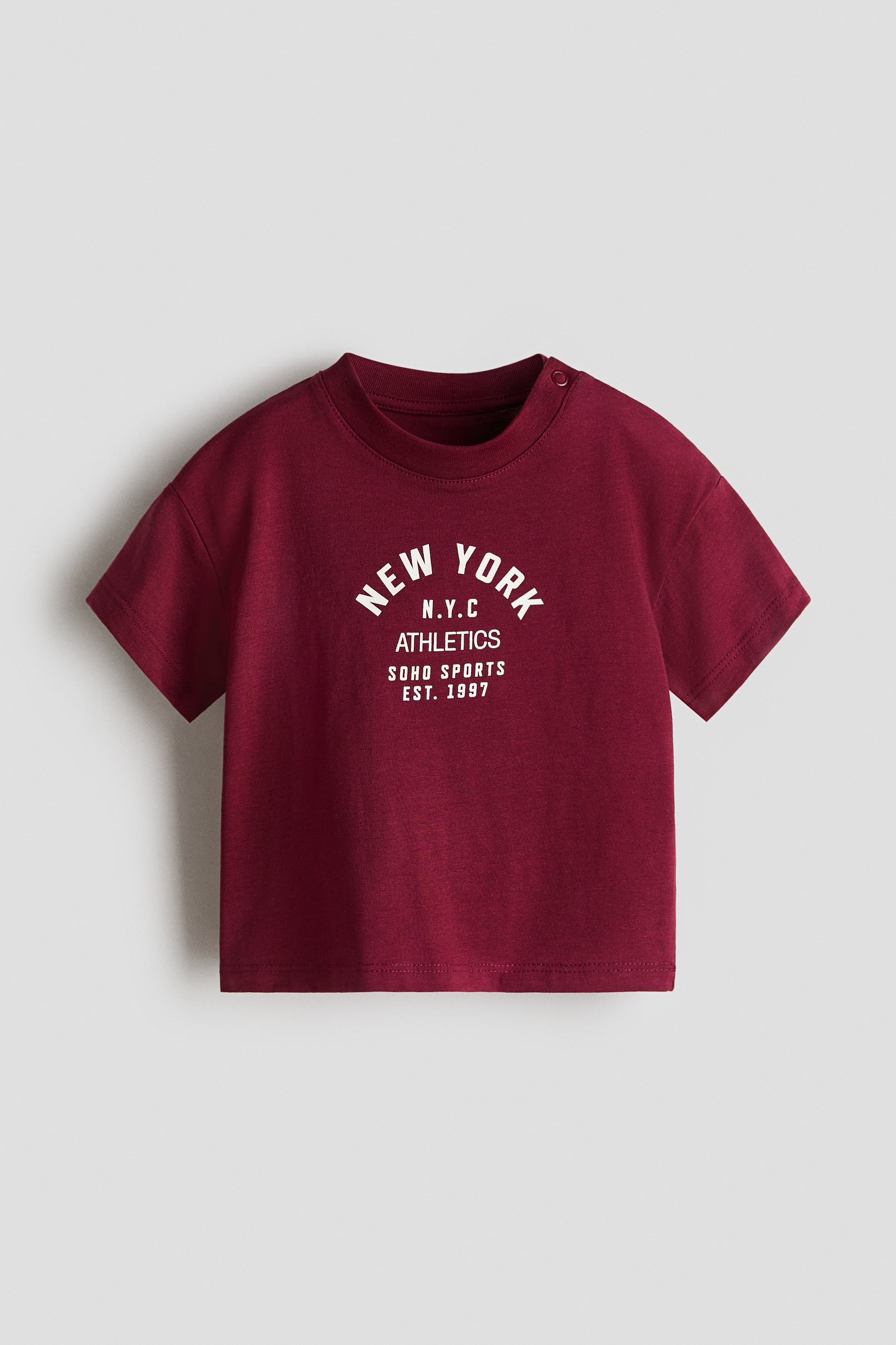Áo thun cotton in hình - Màu đỏ đậm/New York/Màu xanh dương nhạt/Ô tô/Màu kem/Xe cộ/Màu xanh kaki nhạt/Khủng long/Màu xanh dương nhạt/Gấu trúc/Màu xanh tím than/Harbour