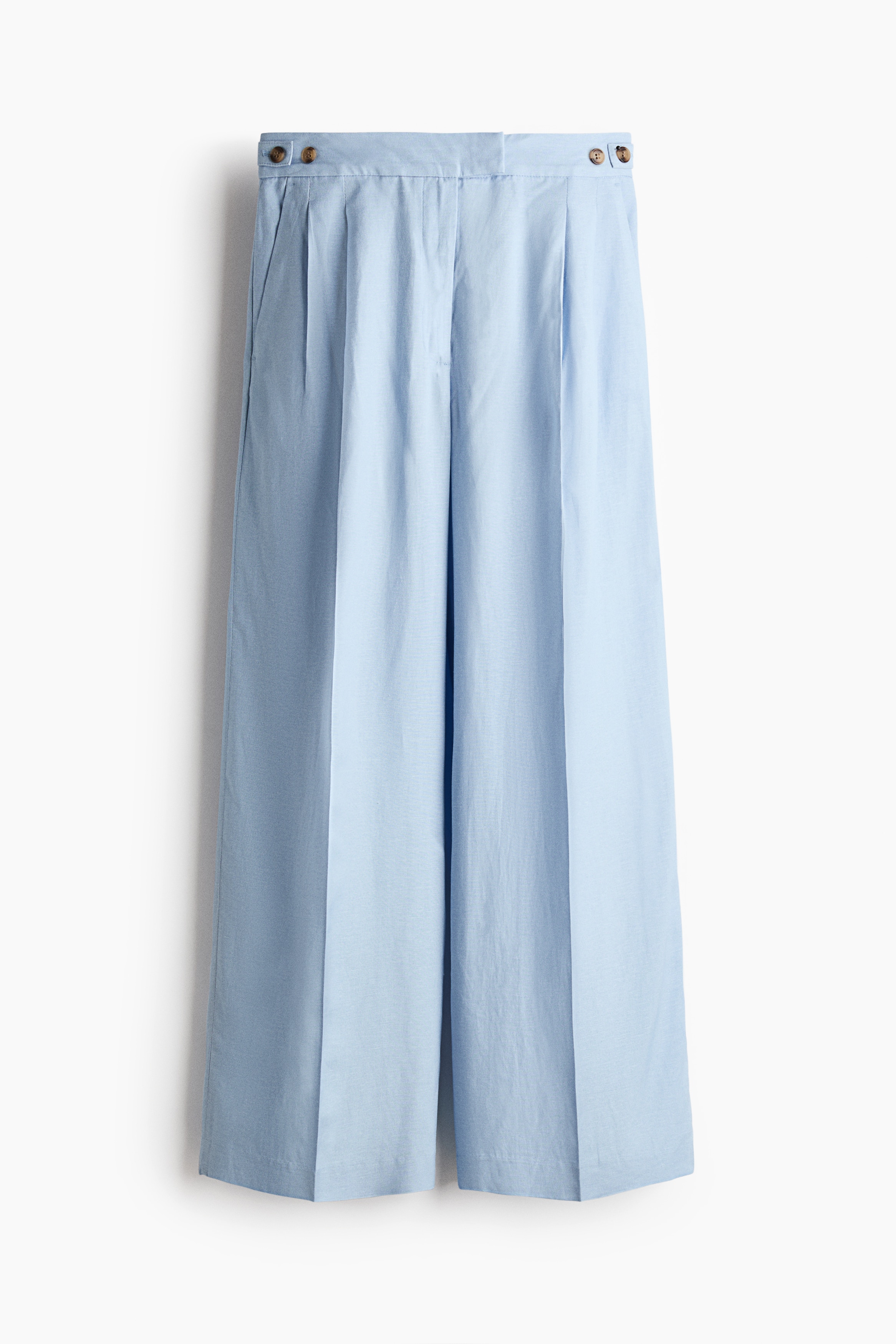 Tailored linen-blend trousers - Light blue
