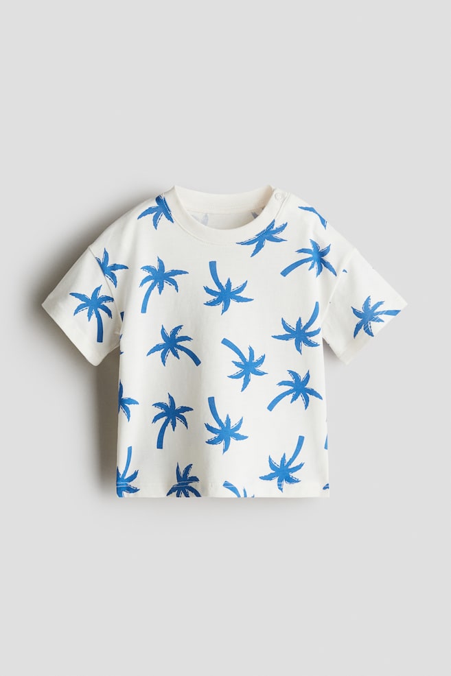 T-shirt i bomull med trykk - Hvit/Palmer/Blå/San Diego/Gul/Cool Dinos/Lys turkis/Frimerker/Marineblå/Hvit stripet - 1