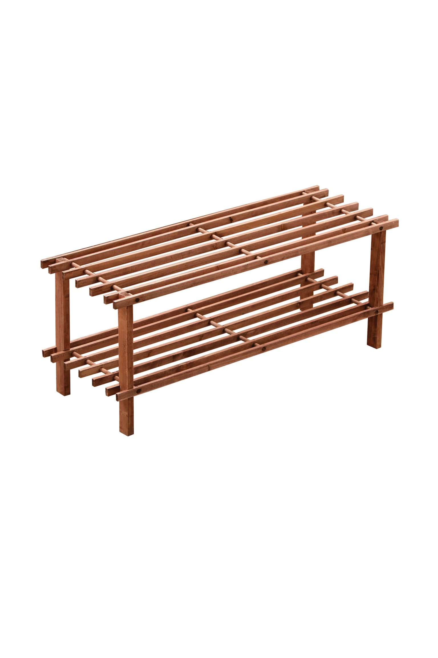 Dark Cedar Wood 2 Tier Shoe Rack - Dark Brown - 1