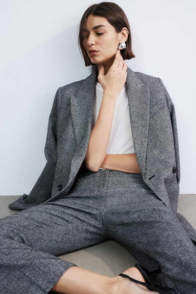 High-waisted tailored trousers - Grey marl - 3
