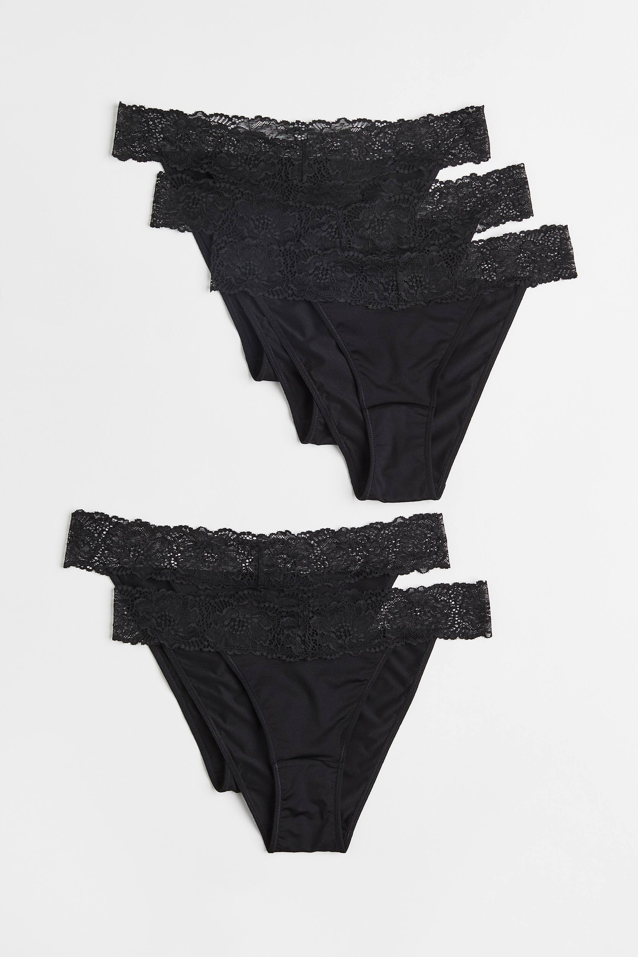 Pack de 5 tangas - Talle bajo - Negro - MUJER | H&M ES