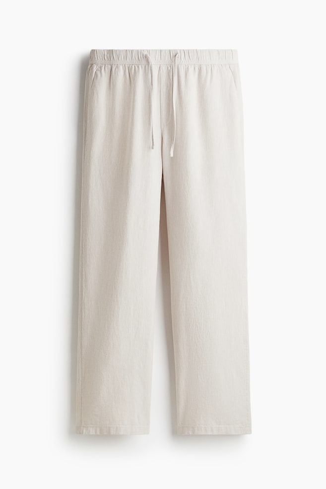 Relaxed Fit Linen-Blend Pants - Light beige/Dark gray/Navy blue - 1
