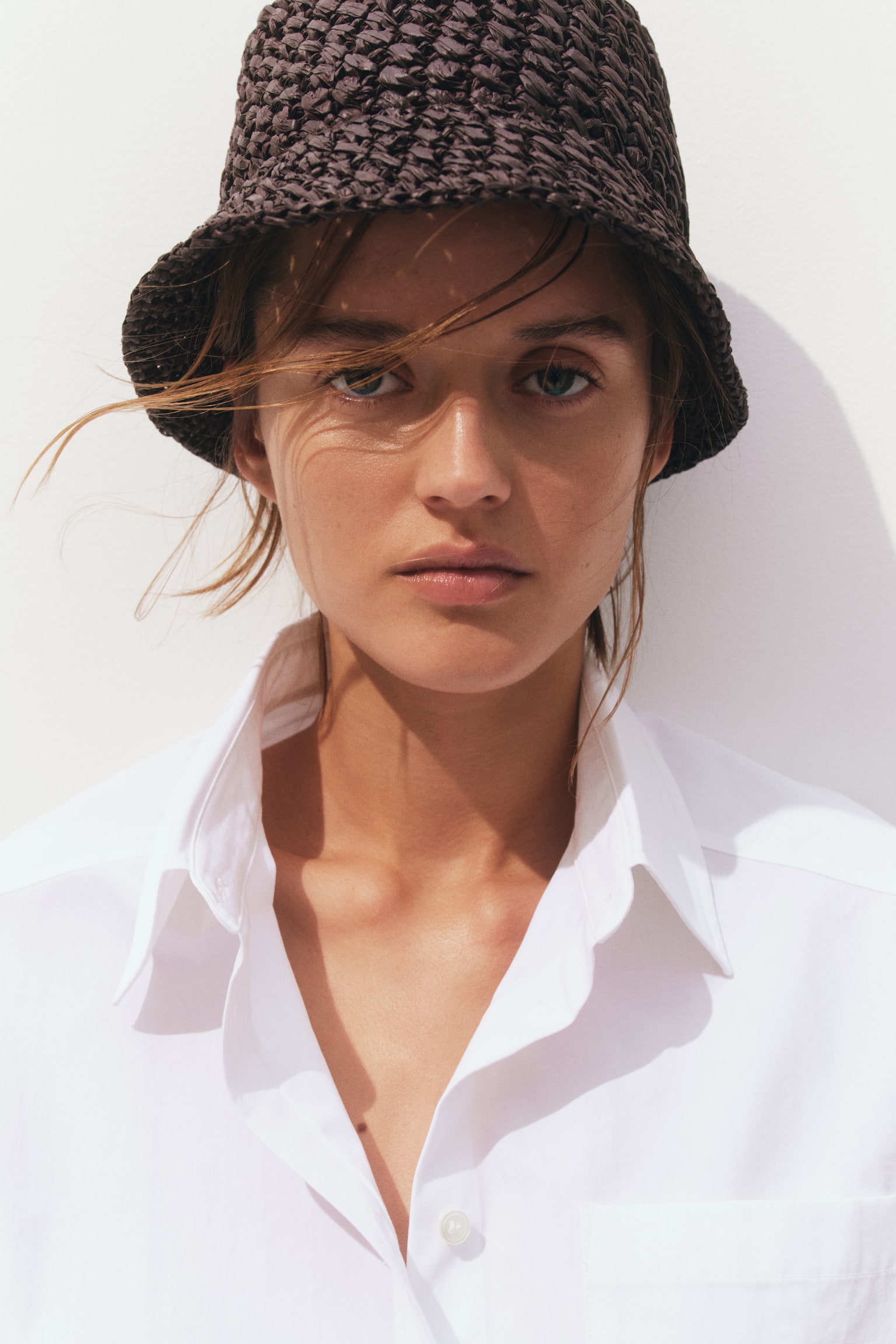 Straw bucket hat - Dark brown - 1