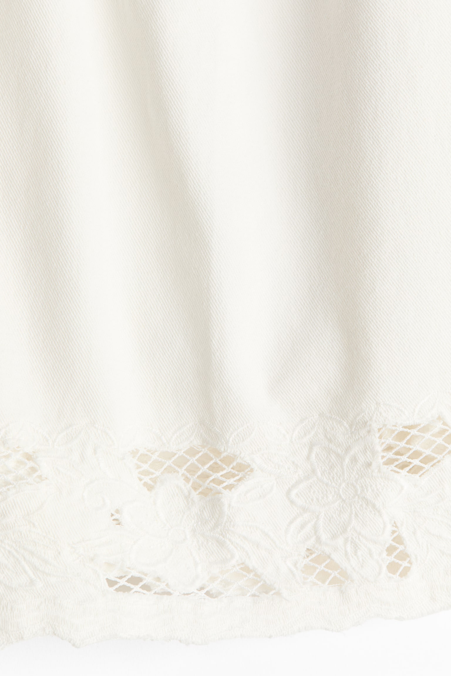 Lace-trimmed cotton twill shorts-White - 4