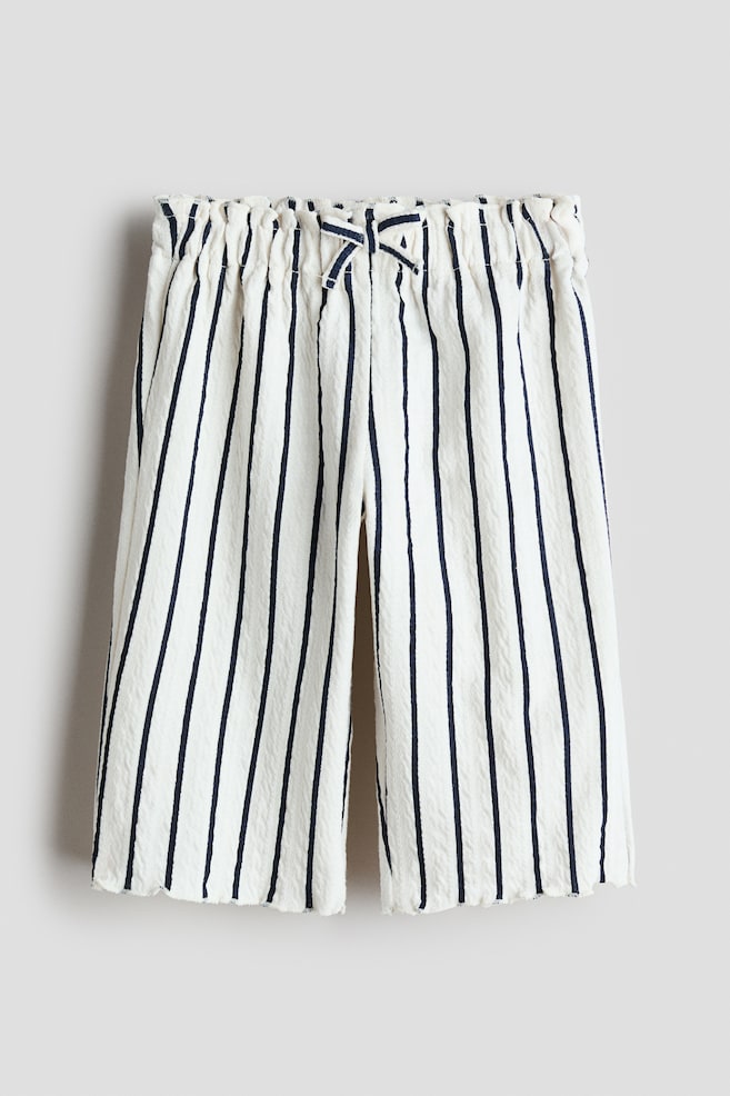 Textured Jersey Pants - White/navy blue striped/White/floral/Pink/strawberries - 1