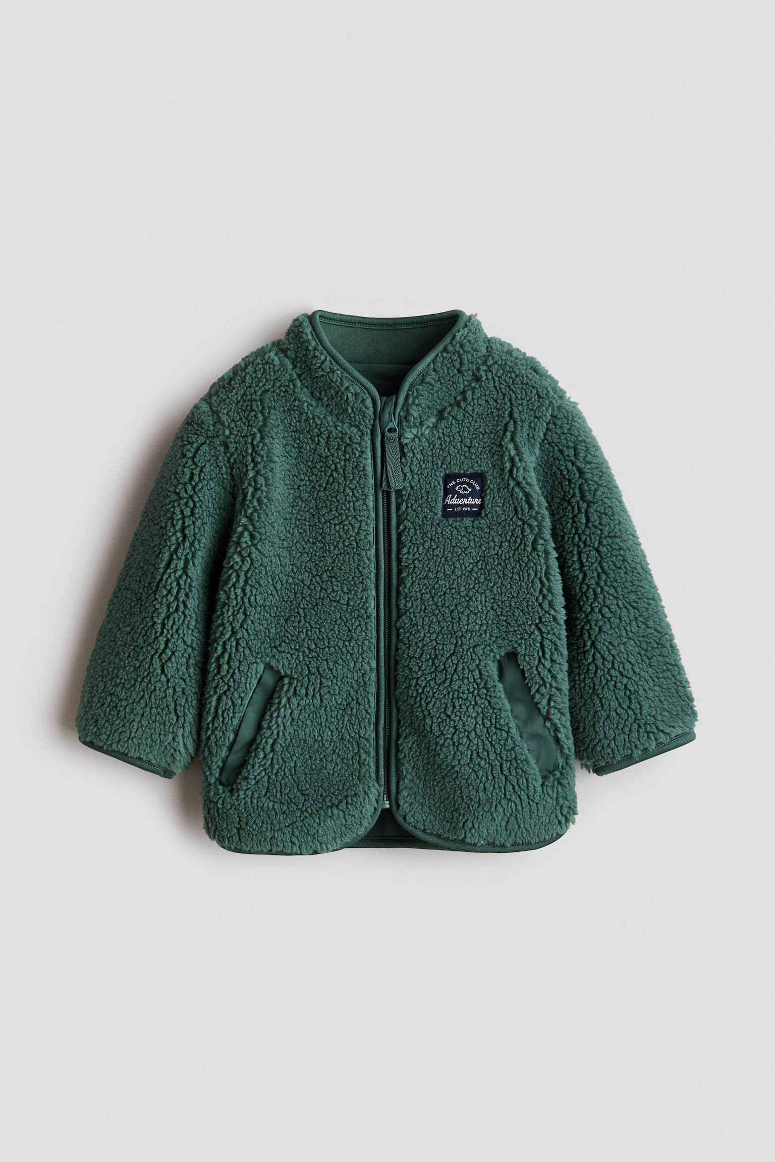 Teddy jacket - Dark green/Navy blue/Light beige