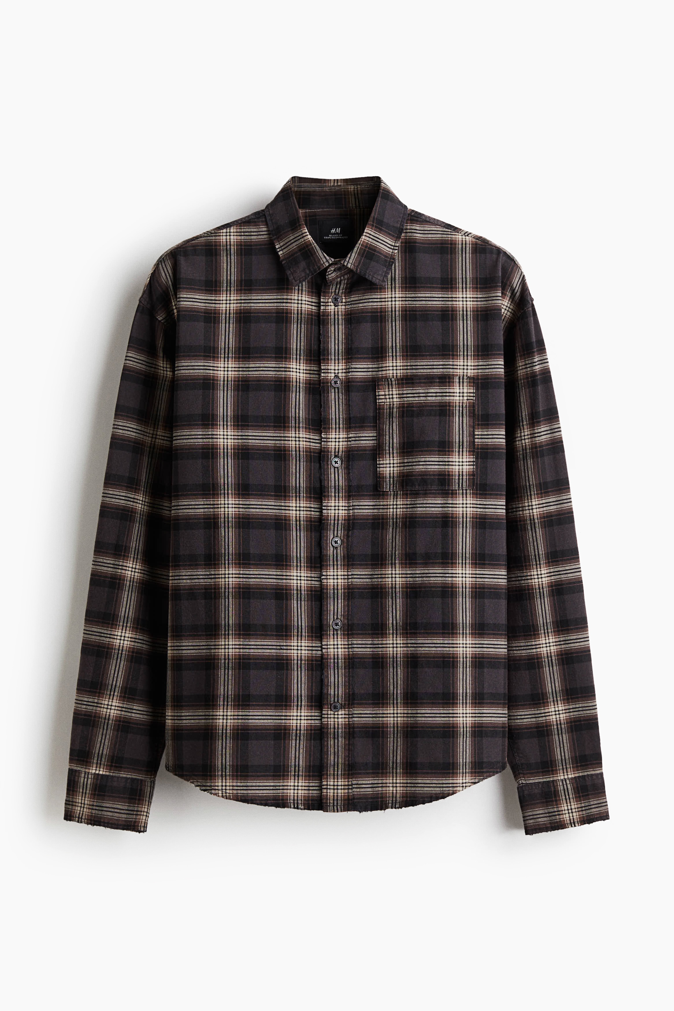Loose Fit Shirt - Grey/Brown check/Brown/Blue check