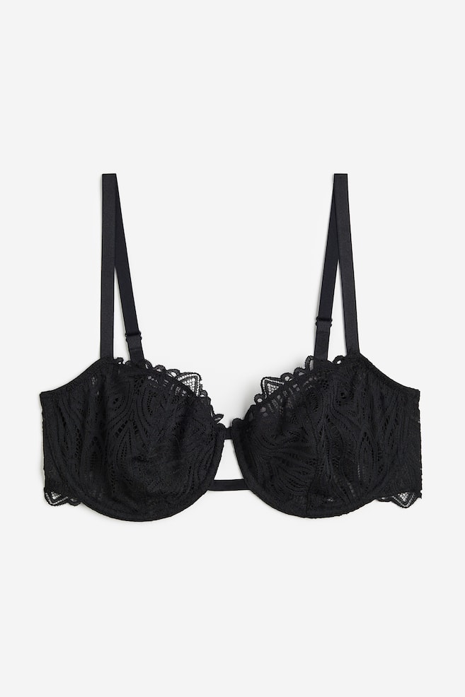Non-padded underwired lace bra - Black/White - 2