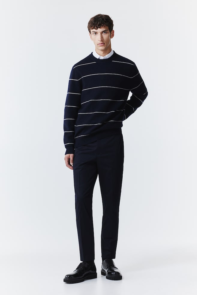 Regular Fit Fine-knit jumper - Dark blue/Striped/Grey marl/Striped/Beige marl/Dark blue - 4