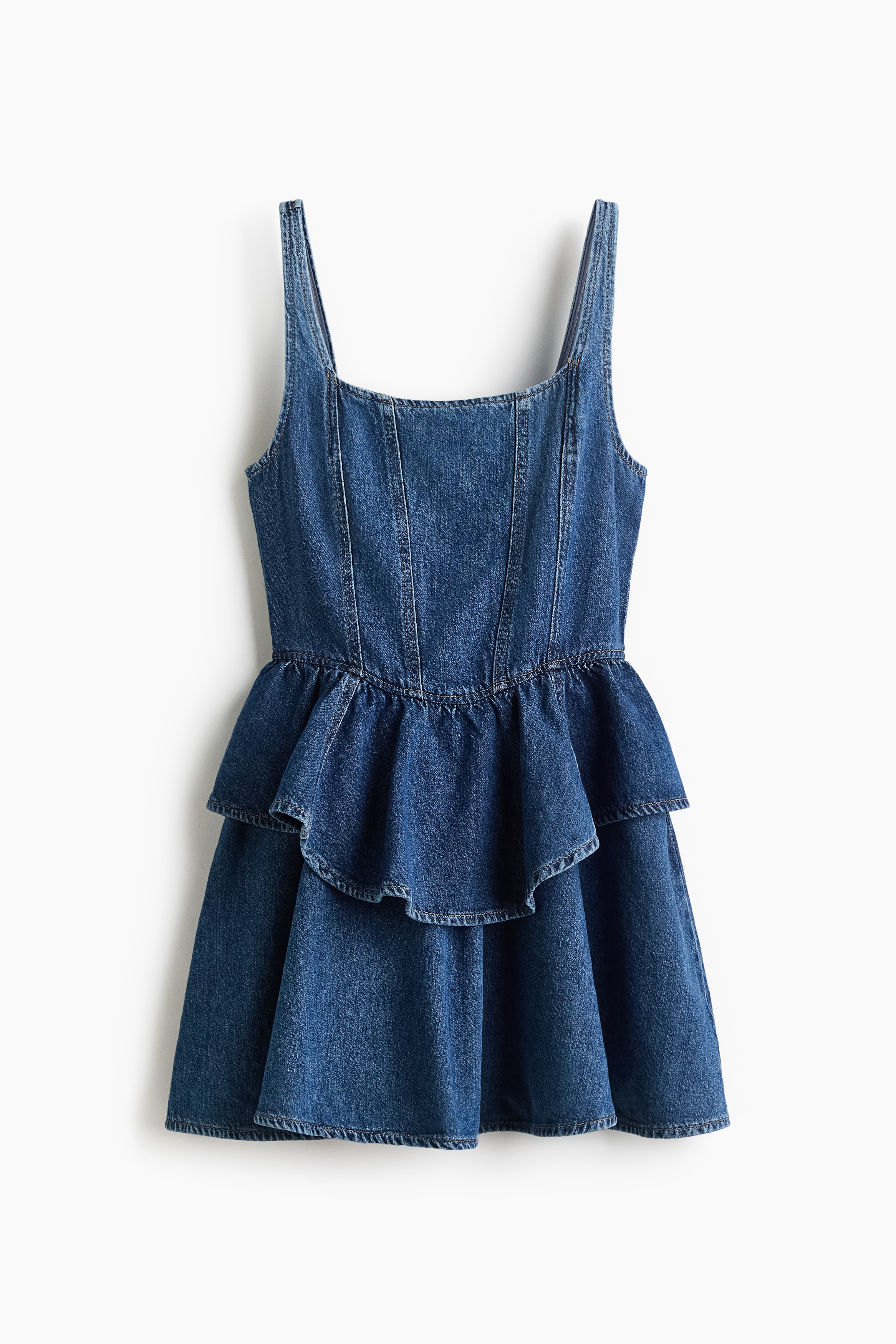 Flared-skirt denim dress - Denim blue