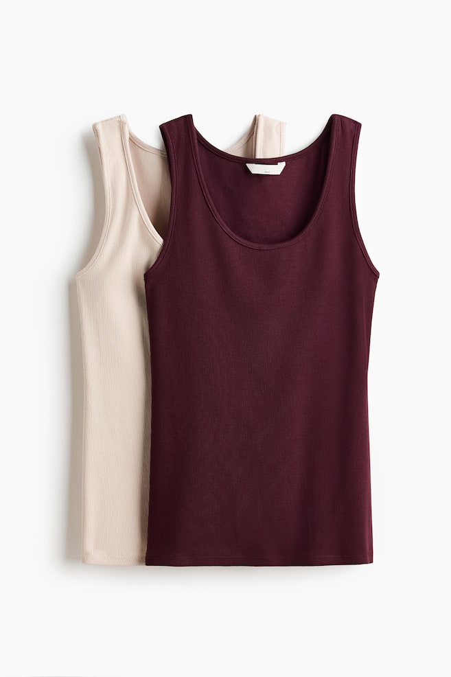 MAMA 2-pack nursing vest tops - Burgundy/Pale pink/White/Black/Dusty pink/Light beige - 1