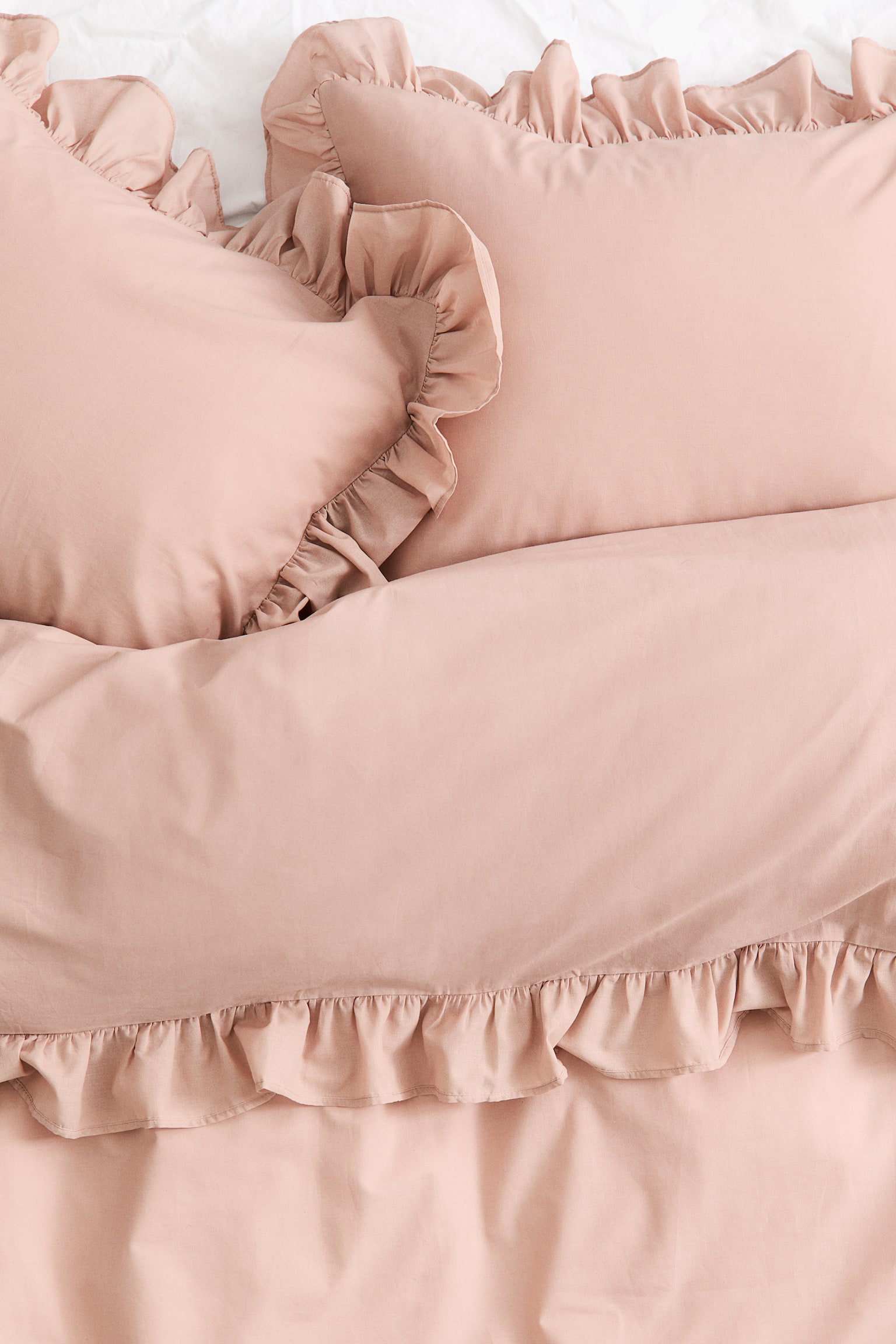 סט ציפה וציפיות זוגי/קינג סייז עם וולנים - ורוד מאובק בהיר - 2