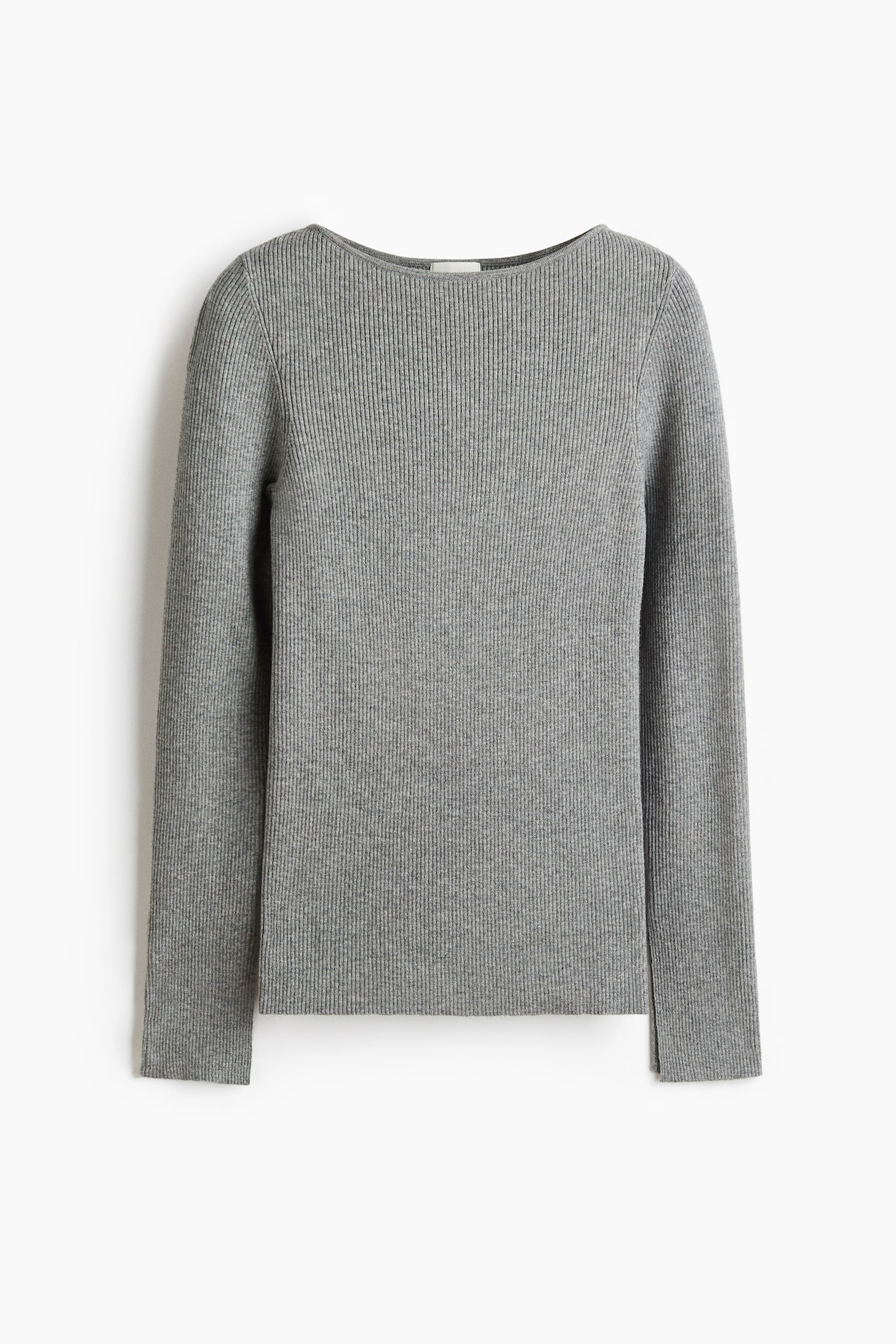 Rib-knit top - Grey marl/Light pink/Light beige - 1