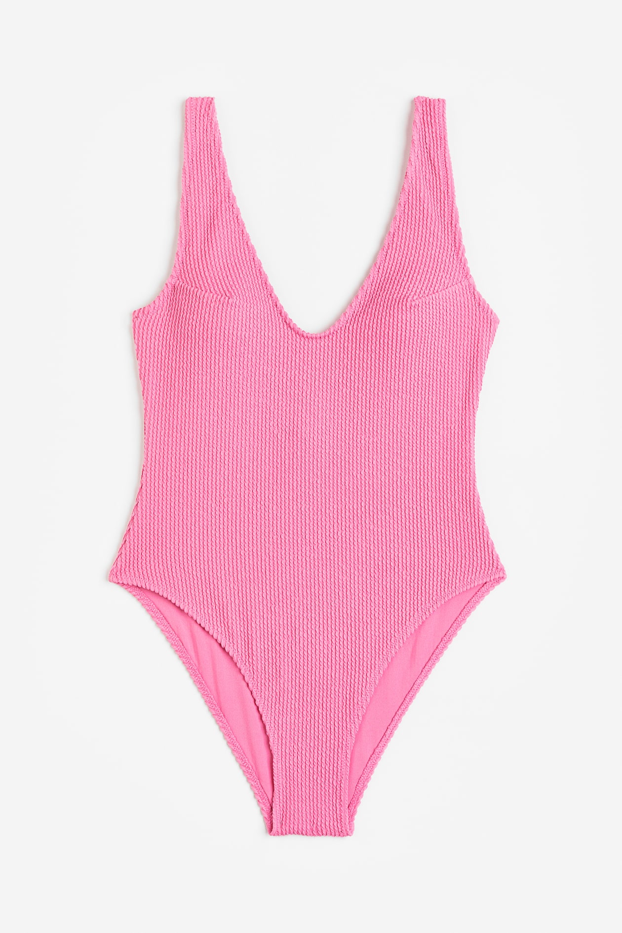 High-leg swimsuit - Deep-plunge neckline - Sleeveless - Pink - Ladies ...