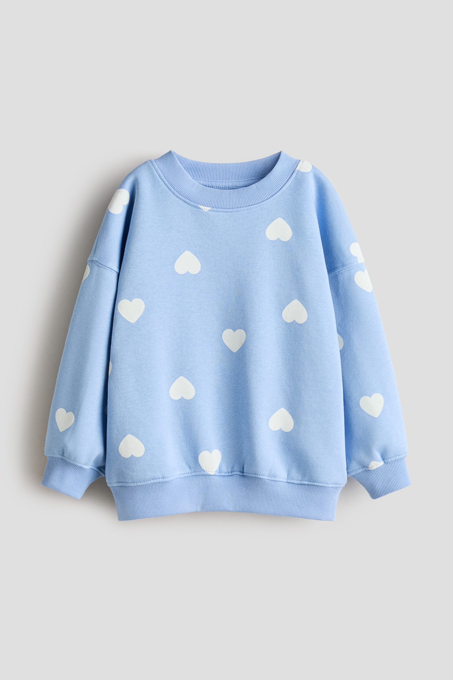 Oversized Brushed-Inside Sweatshirt - Blue/hearts/White/hearts/Dark pink/Dark gray/hearts/White/hearts/Pink/striped/Red/hearts/Bubblegum pink/Yellow/Cream/hearts/Cream