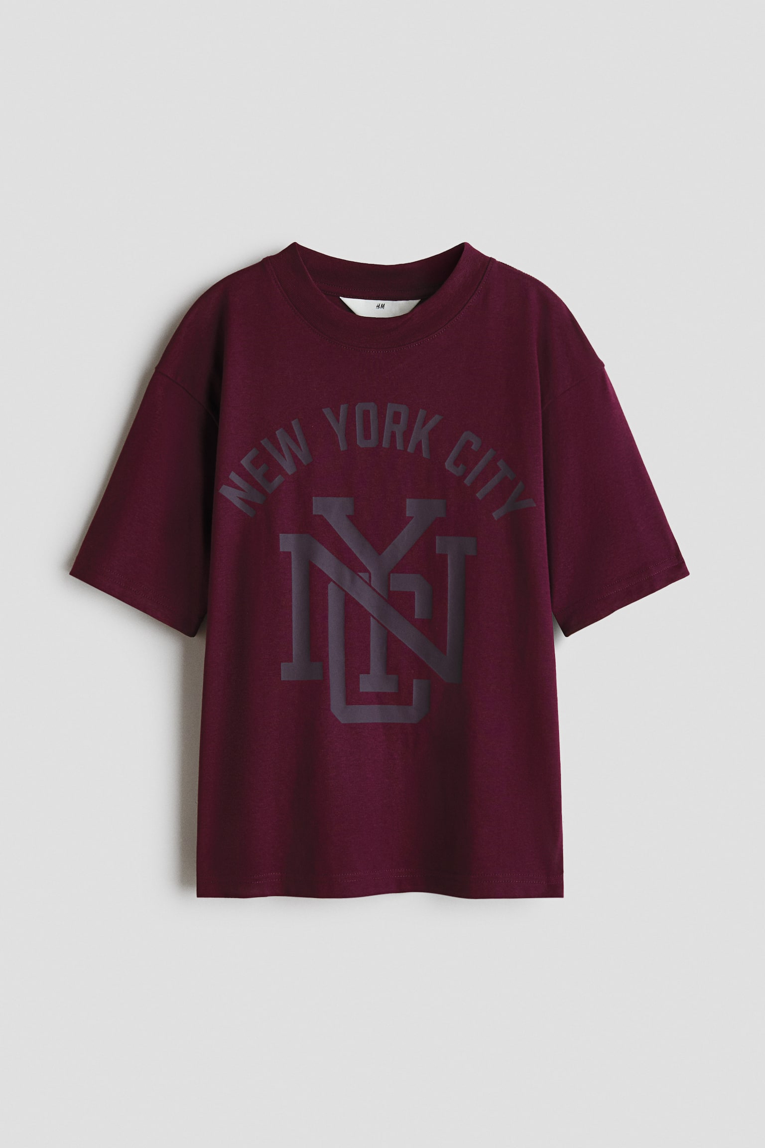 寬鬆剪裁圖案T恤 - 酒紅色/NYC/紅色/Manhattan/亮藍色/Champs/奶油色/NYC/白色/大理石紋/淺灰混色/NYC/白色/塗鴉