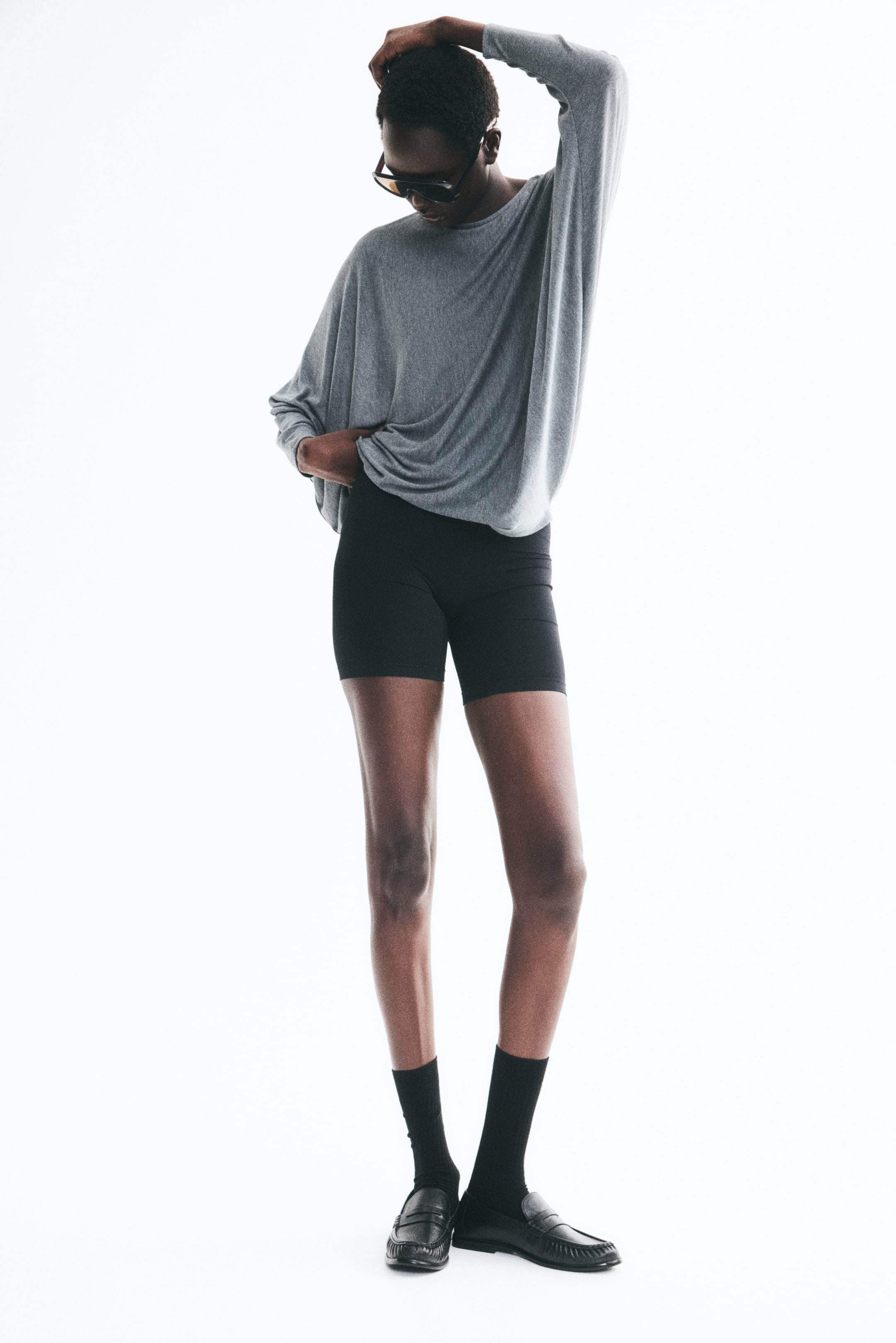 Agrandir l'image: Top à manches chauve-souris - Grey marl - FEMME | H&M FR 1