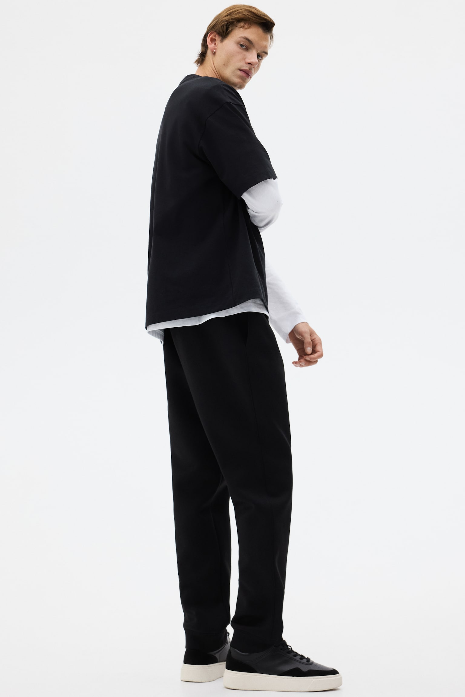 Regular Fit Sweatpants - Black/Dark grey - 5