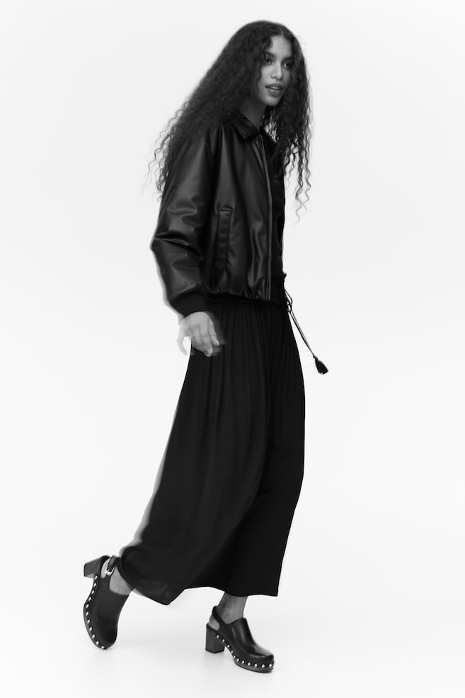 Falda maxi con borlas - Negro/Beige claro - 3