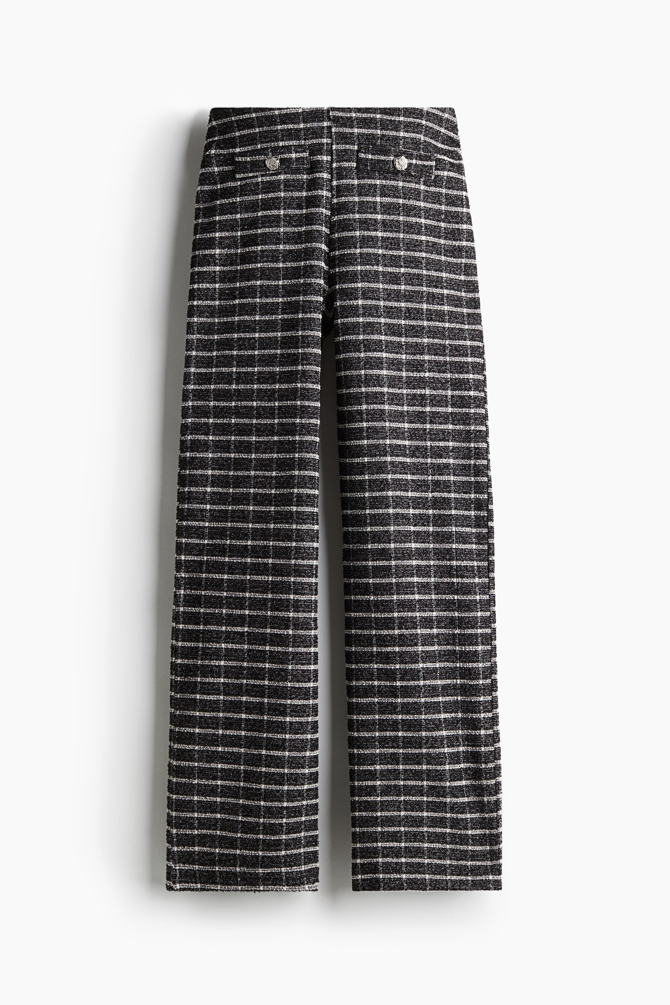 Ladies - Black/Checked Bouclé-jersey trousers - Size: XS  - H&M