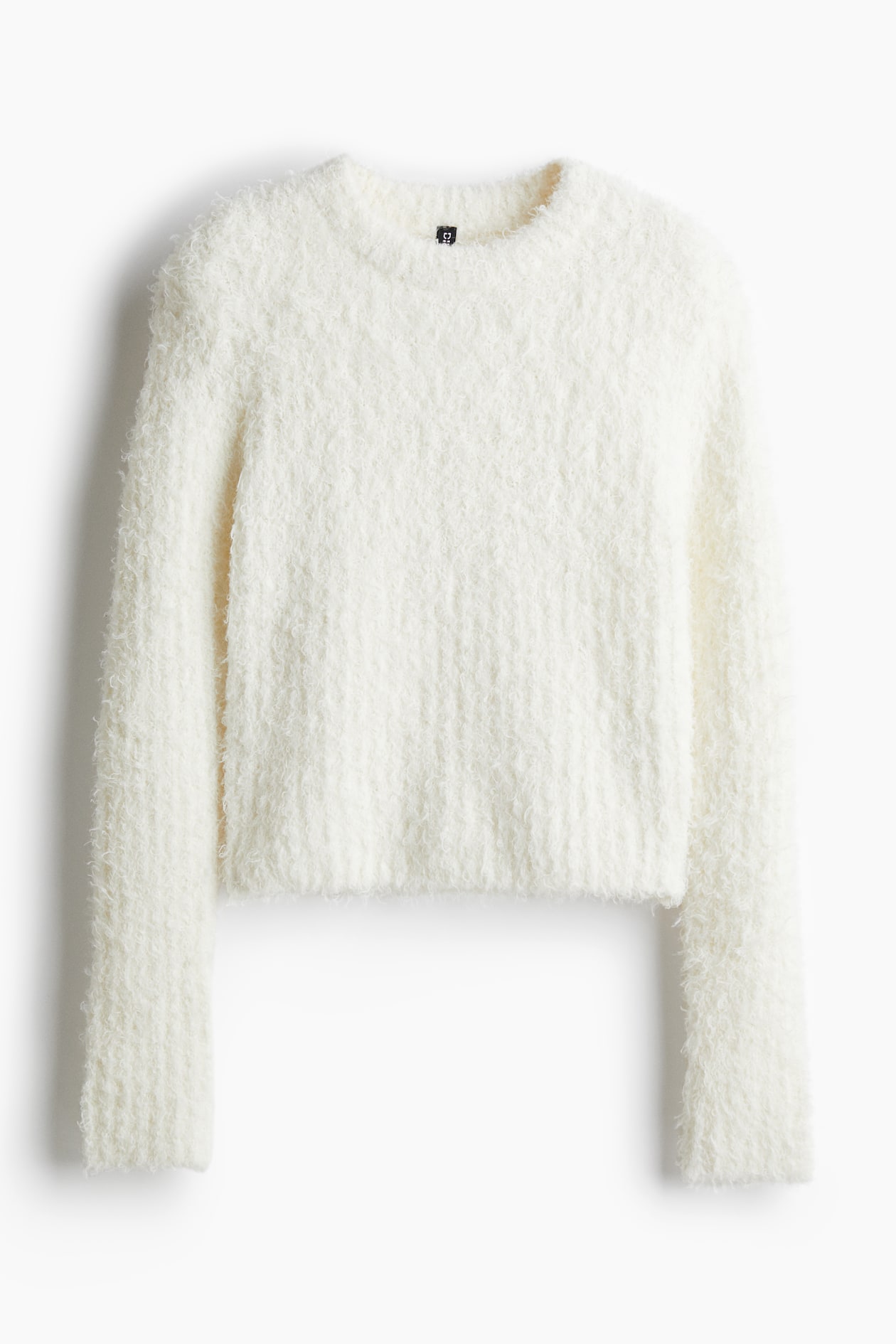 Fluffy Knit Sweater with Shoulder Pads
