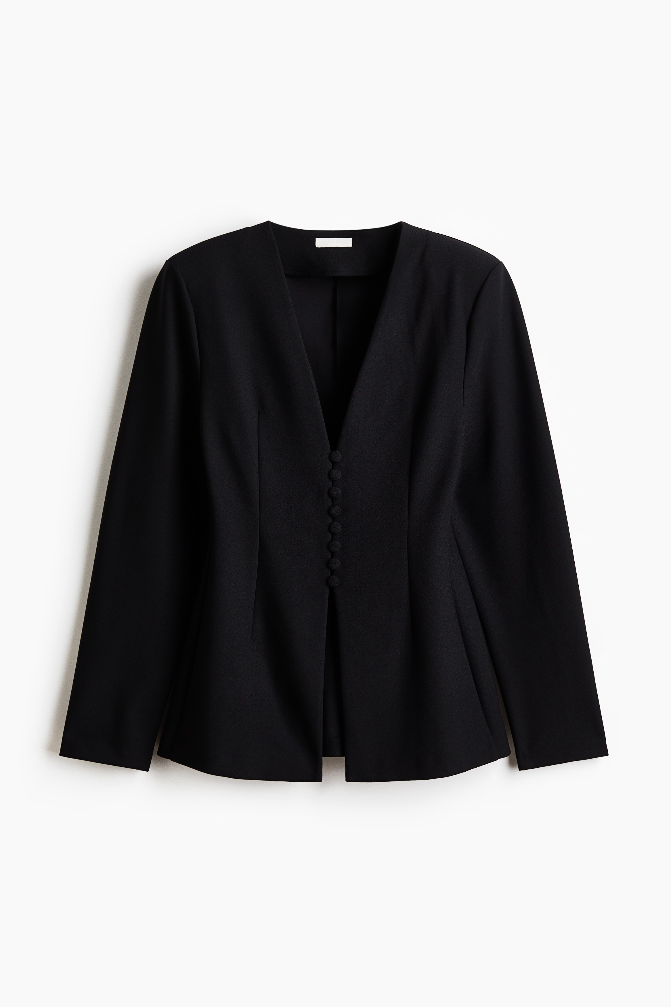 H & M - Kragenloser Sanduhr-Blazer - Schwarz - Damen