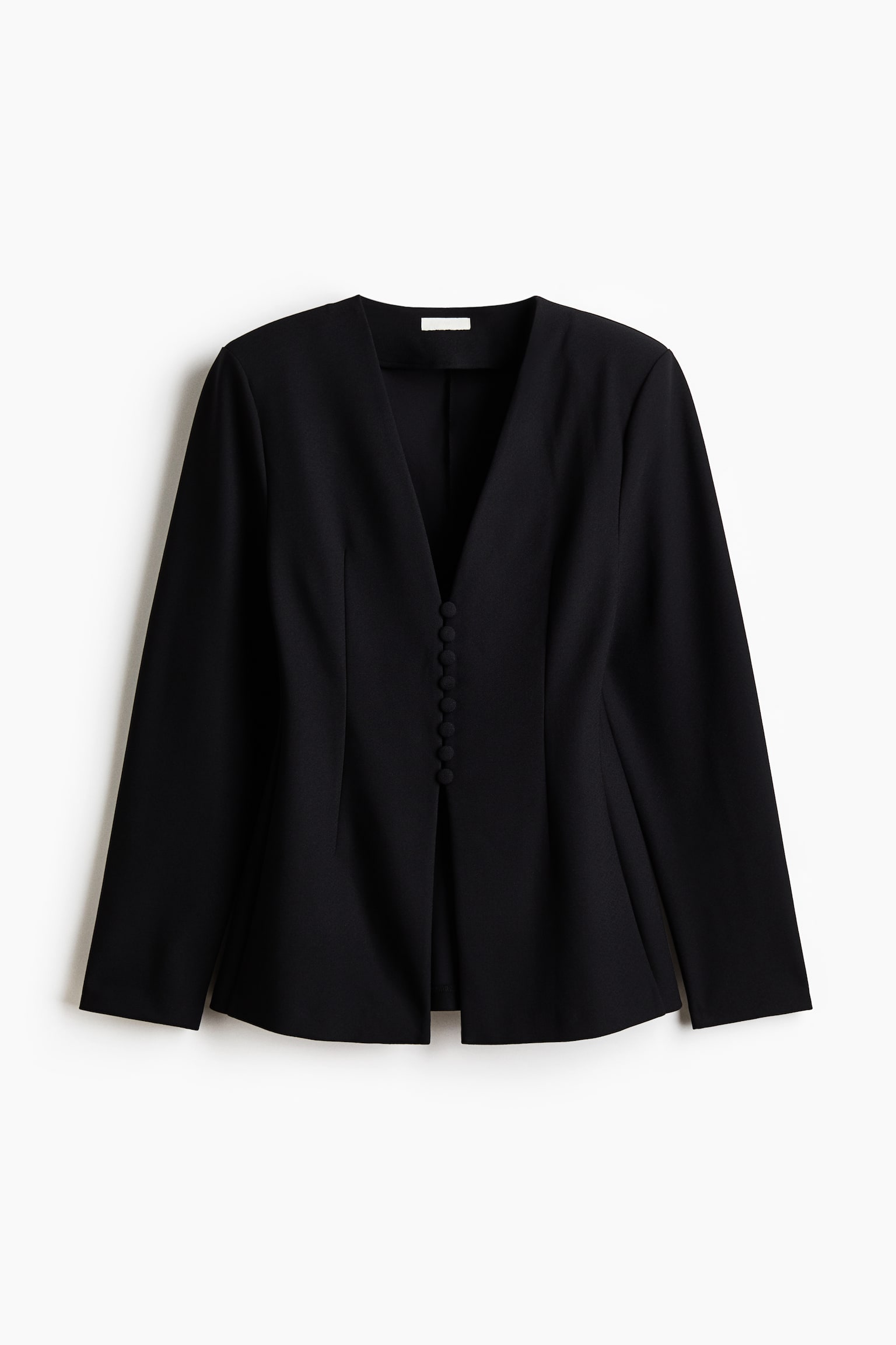 Collarless hourglass blazer - Black - 2