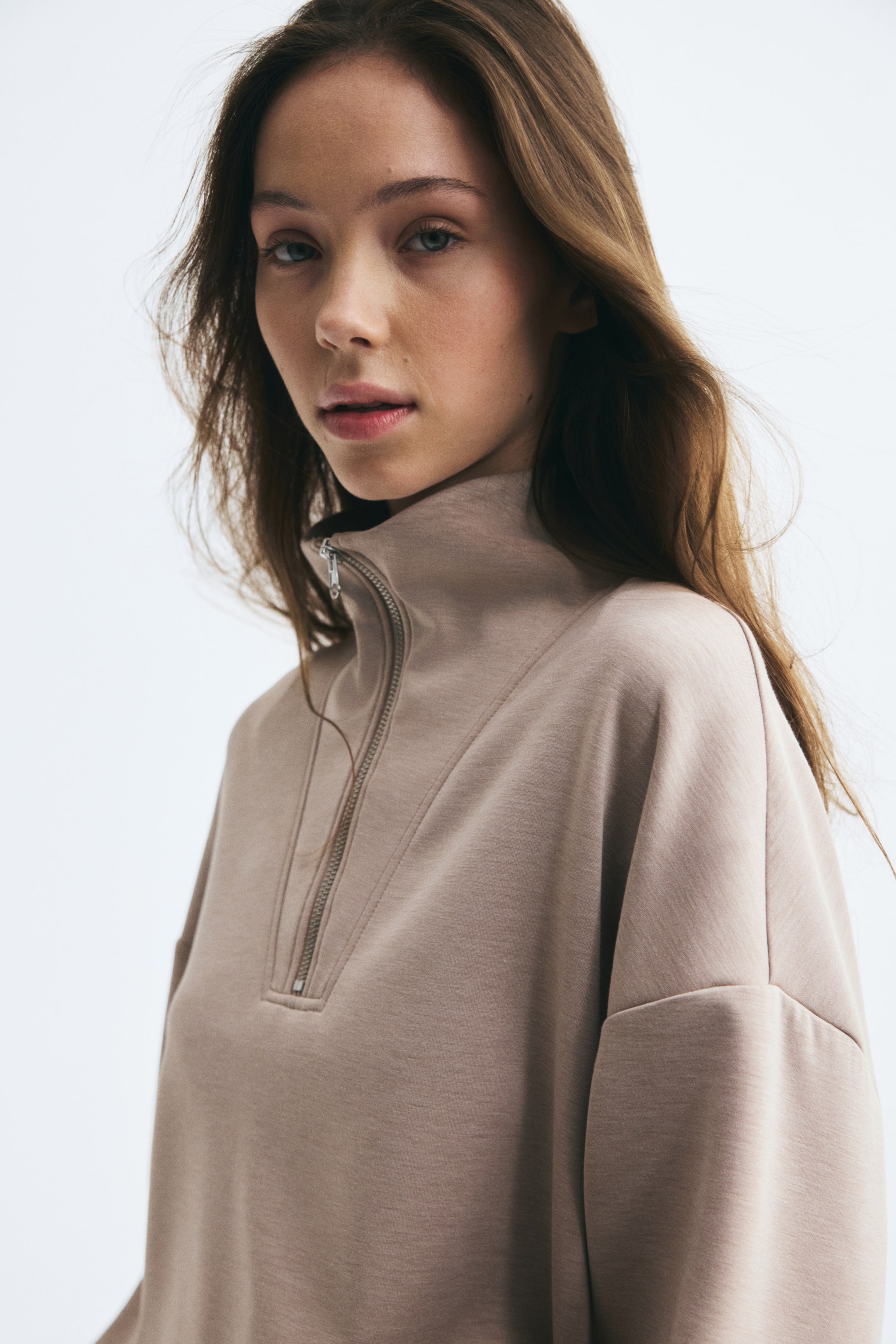 View larger image: Zip-top sweatshirt - Beige - Ladies | H&M 1