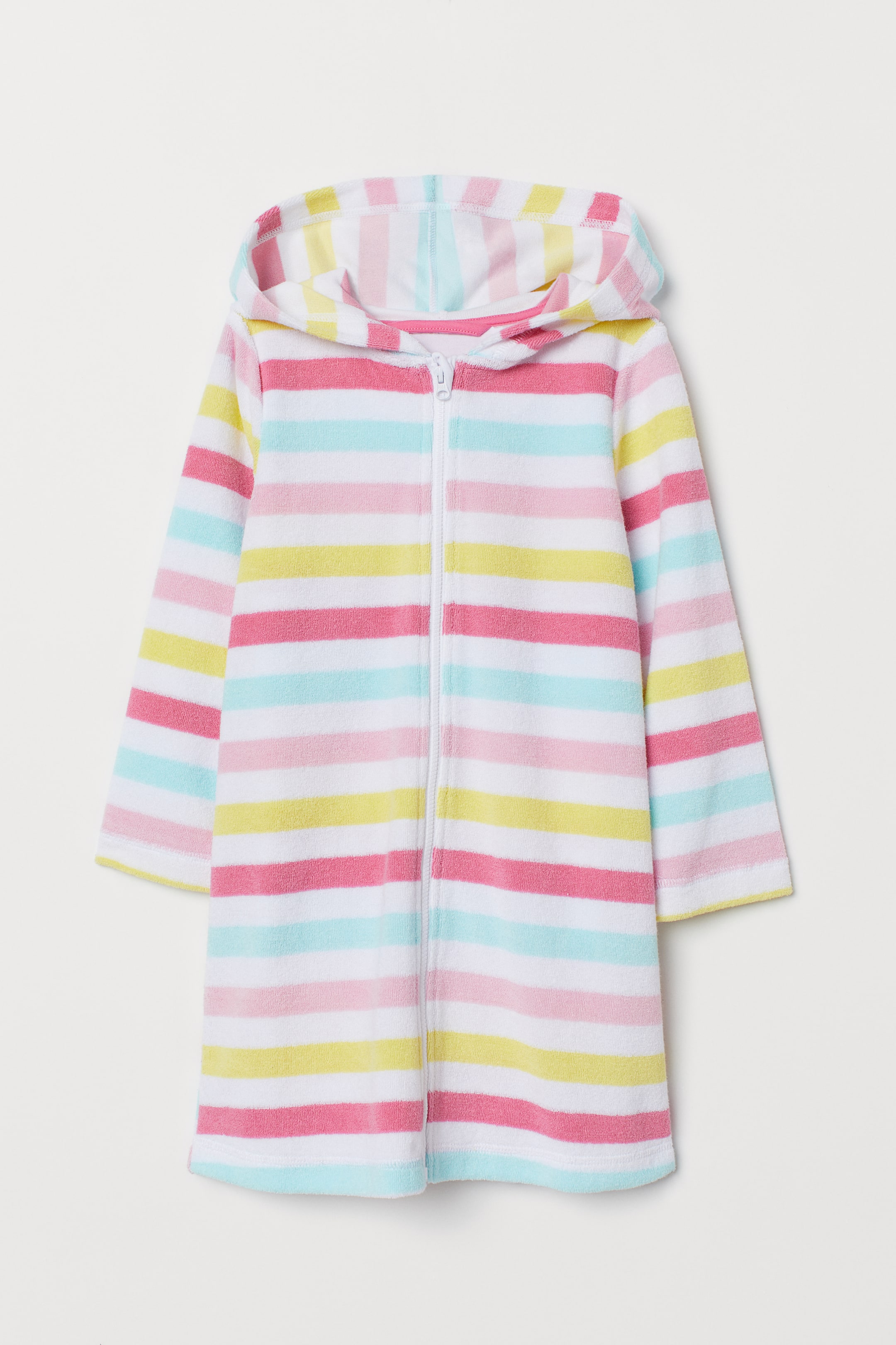 Agrandir l'image: Robe de chambre à capuche - Rose/jaune/rayé - ENFANT | H&M FR 1