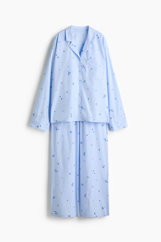 Пижама, хлопок, поплин — H&M, цвет: Светлый синий